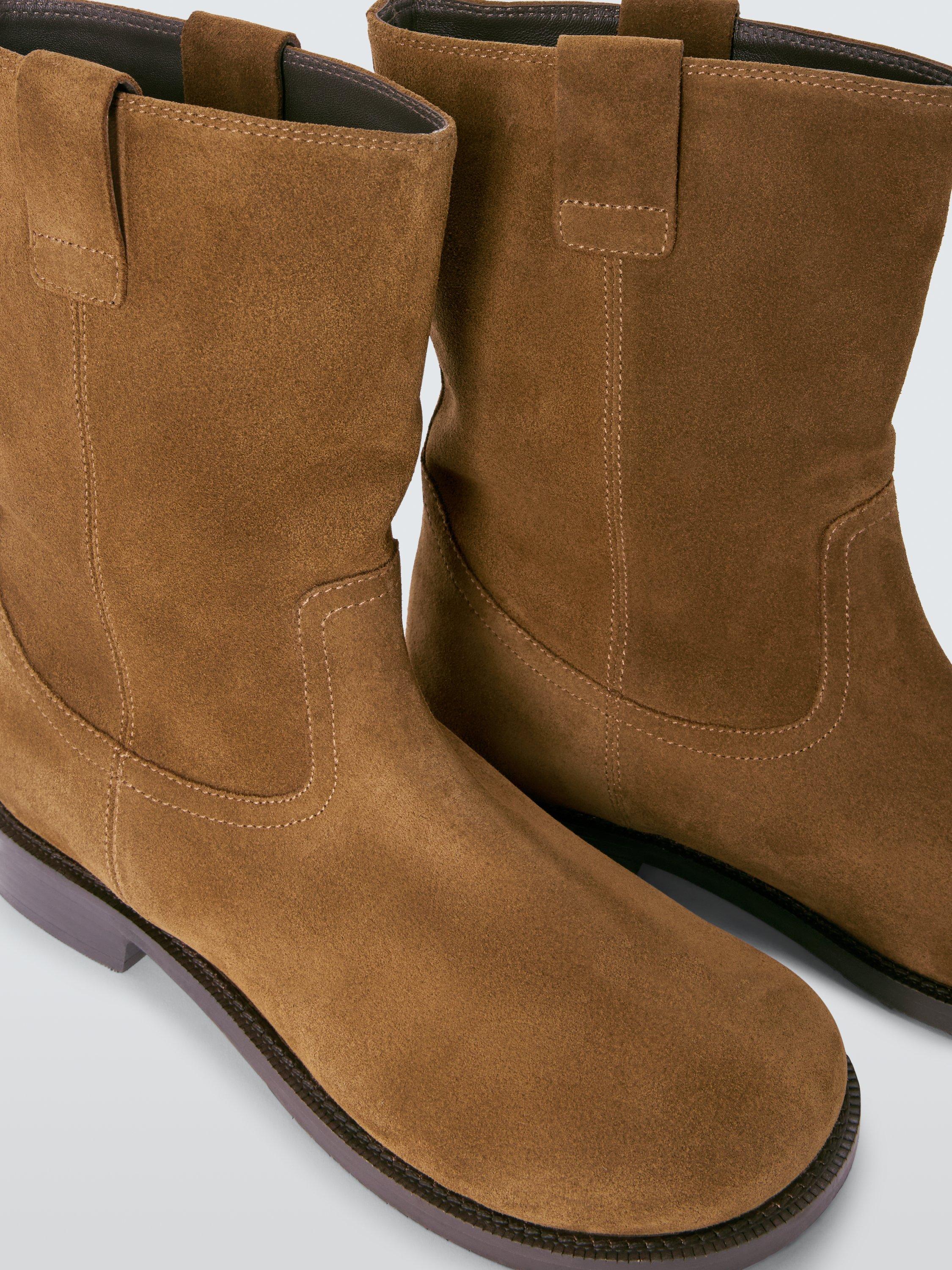 Product image 4 of 6, which shows John Lewis Polo Suede Round Toe Calf Boots, Tan, 3