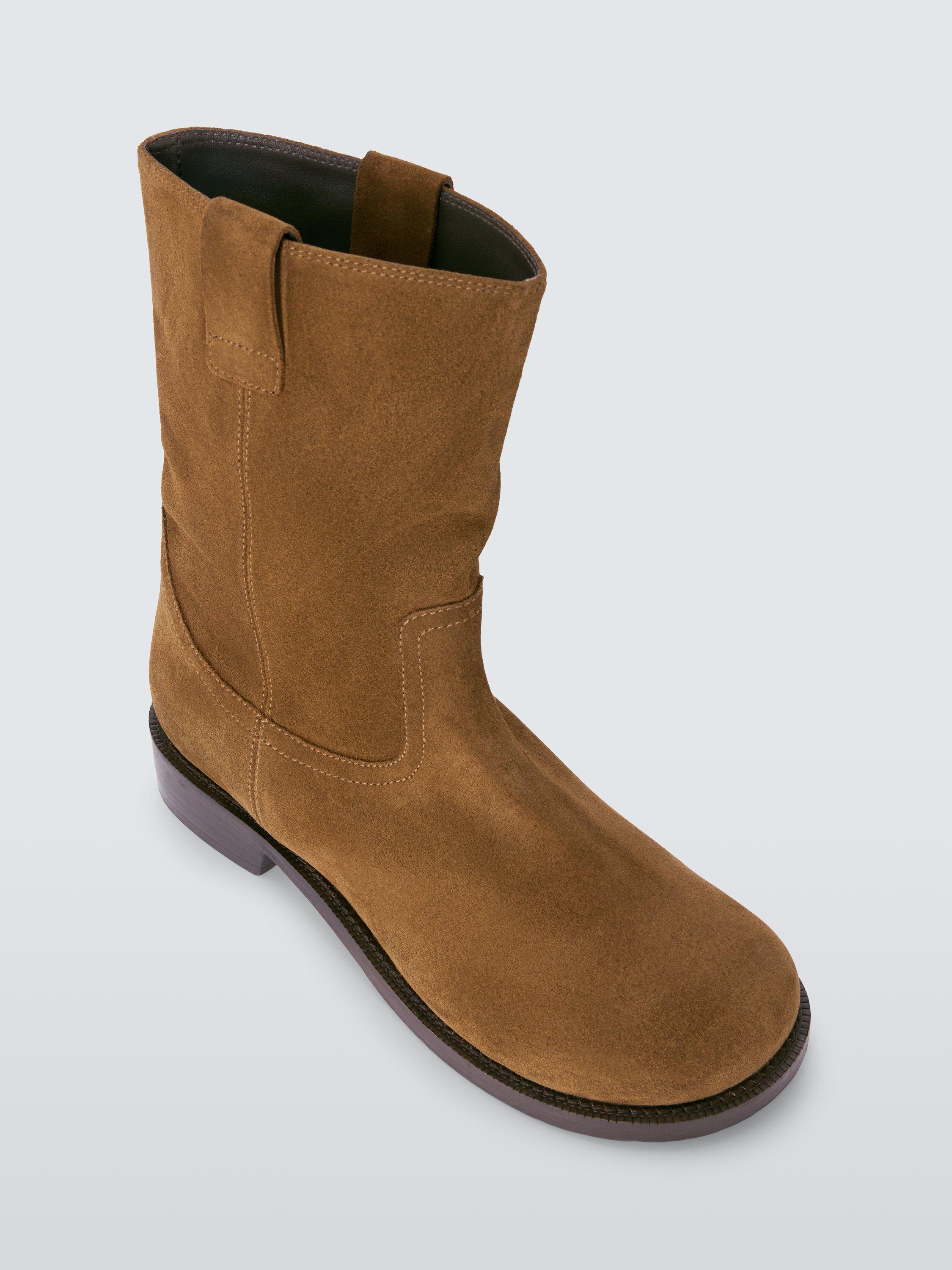Product image 5 of 6, which shows John Lewis Polo Suede Round Toe Calf Boots, Tan, 3