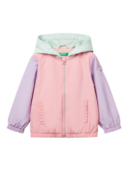 Benetton Kids' Colour Block Hooded Jacket, Multi, Multi
