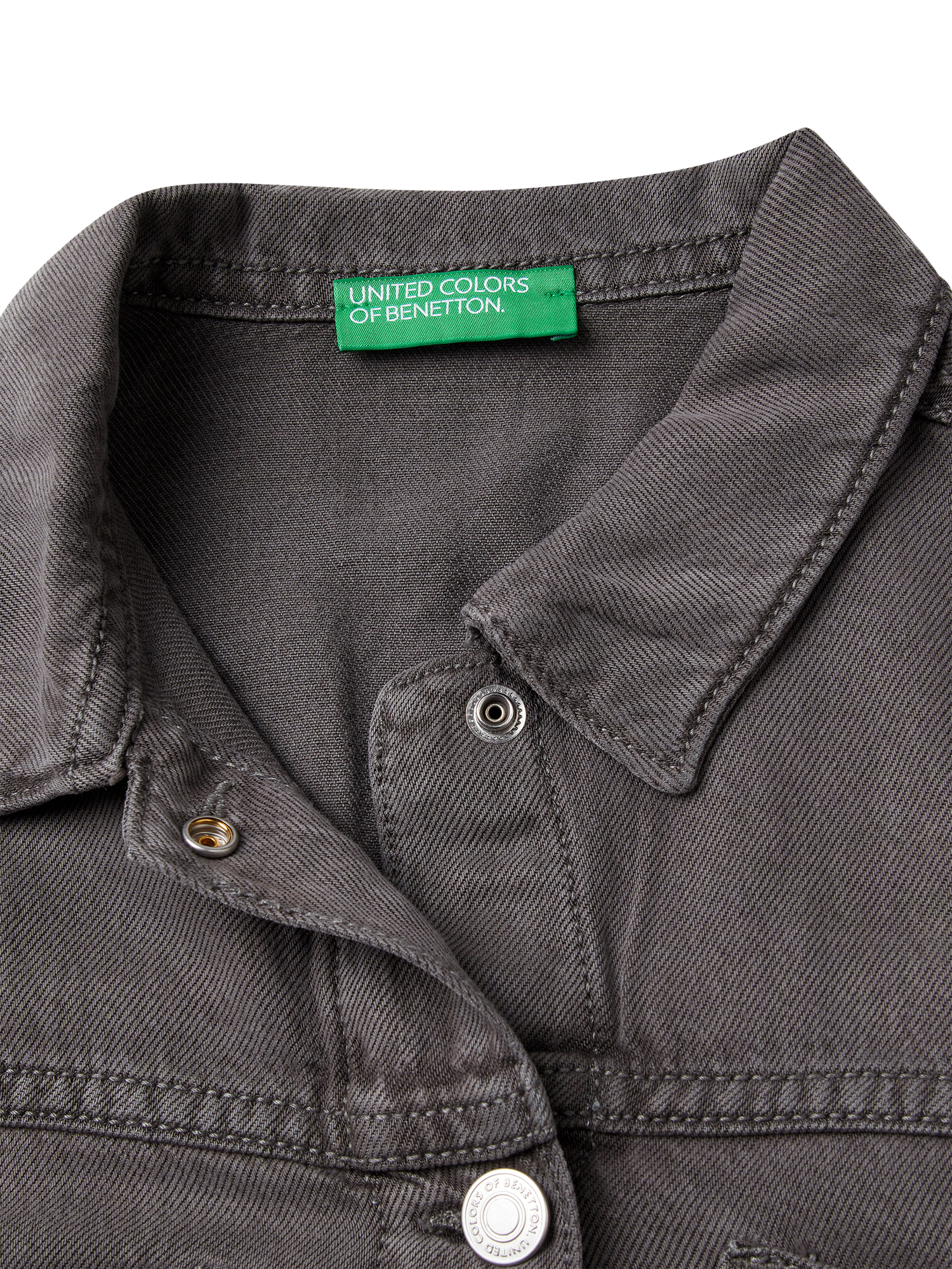 Product image 3 of 3, which shows Benetton Kids' Denim Jacket, Mat Grey, 6-7 years