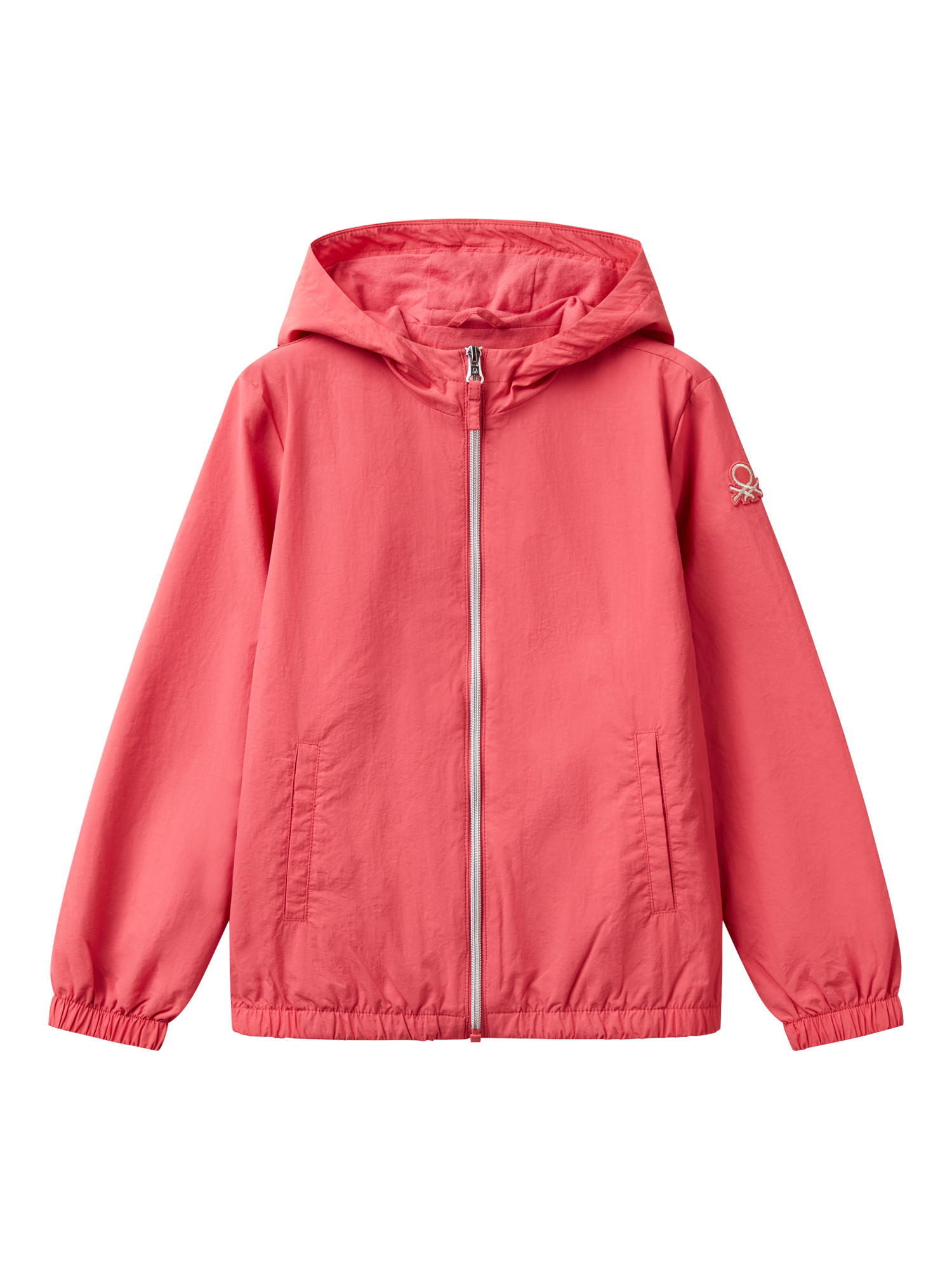 Product image 1 of 3, which shows Benetton Kids' Hooded Rain Jacket, Cyclamen, 6-7 years