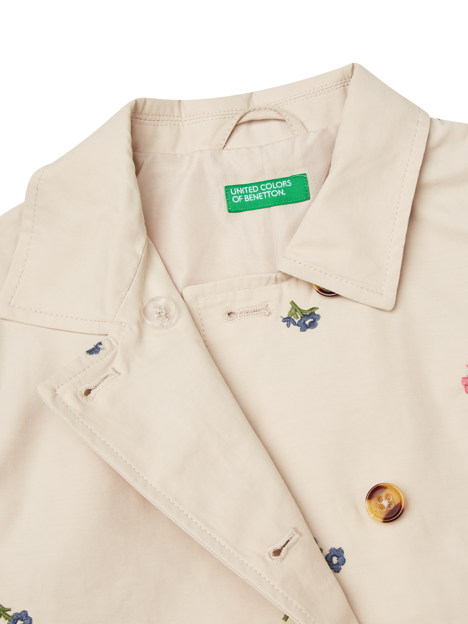 Product image 3 of 3, which shows Benetton Kids' Embroidered Jacket, Beige, 3-4 years