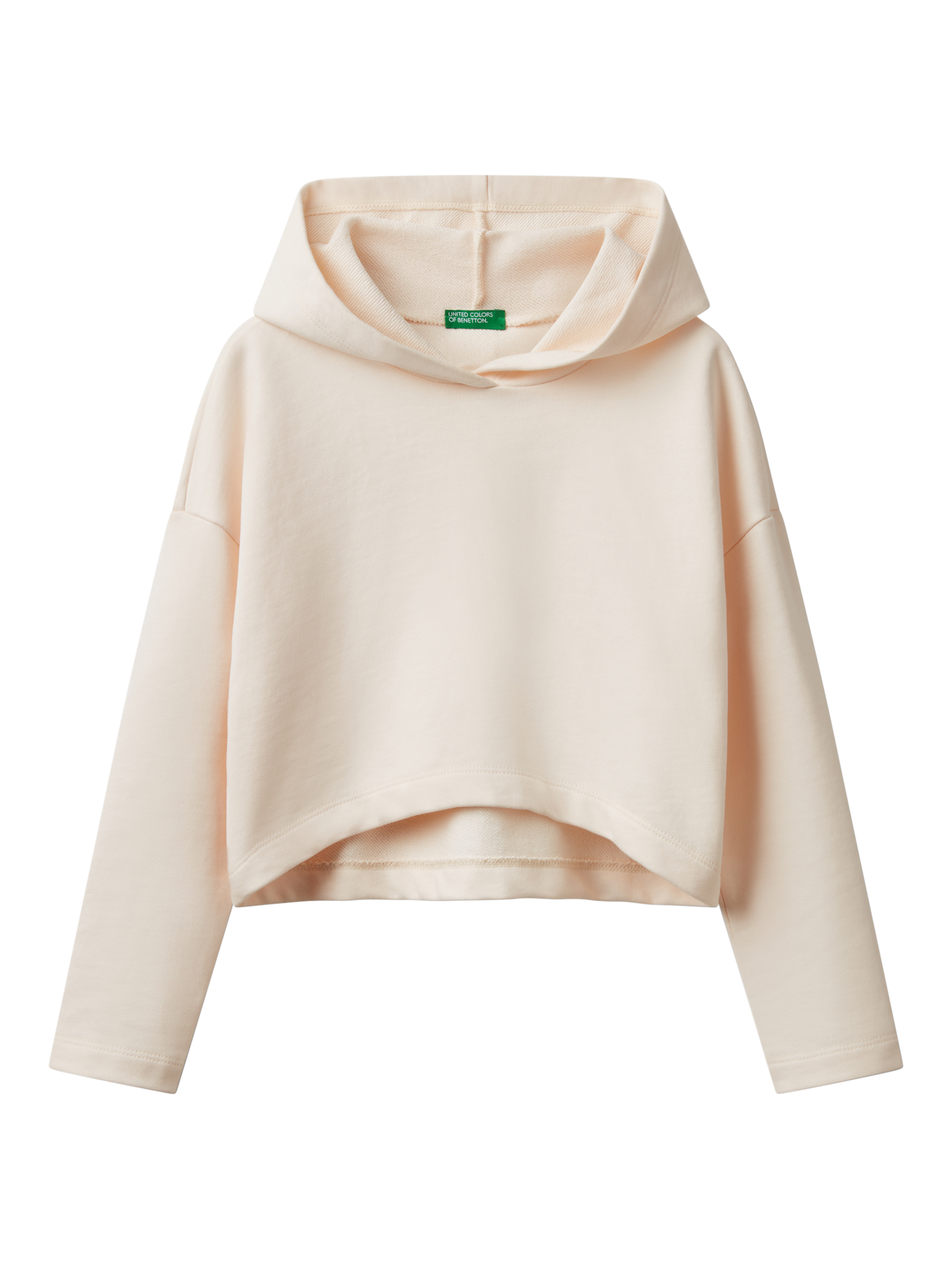 Benetton Kids' Cotton Relaxed Fit Hoodie, White Cream