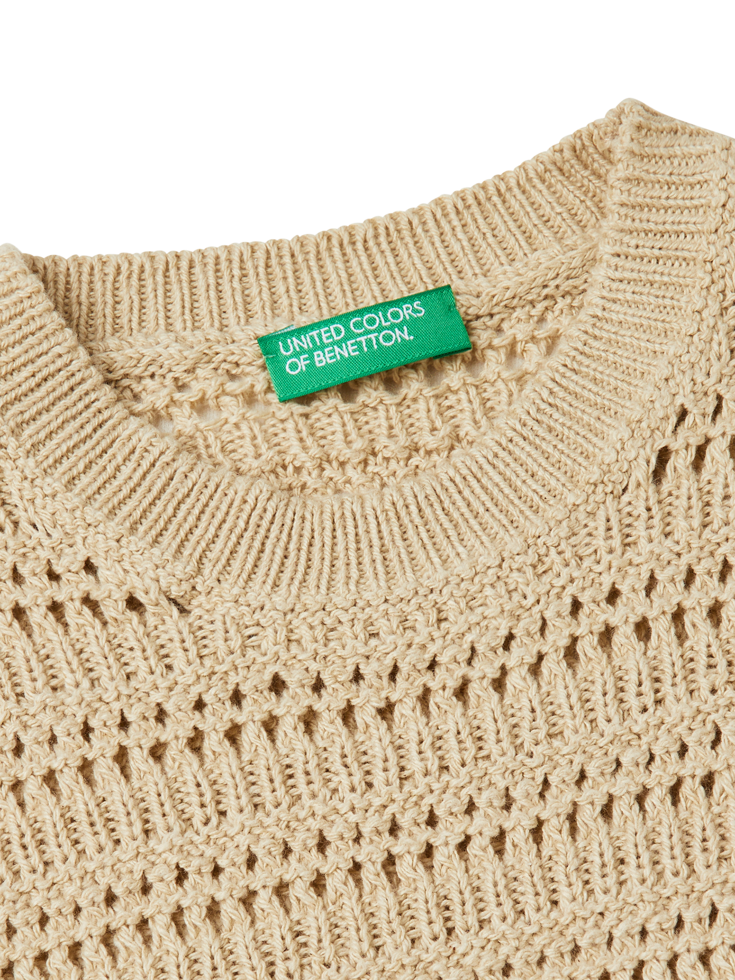 Product image 3 of 3, which shows Benetton Kids' Stitch Knit Vest, Ecru, 6-7 years