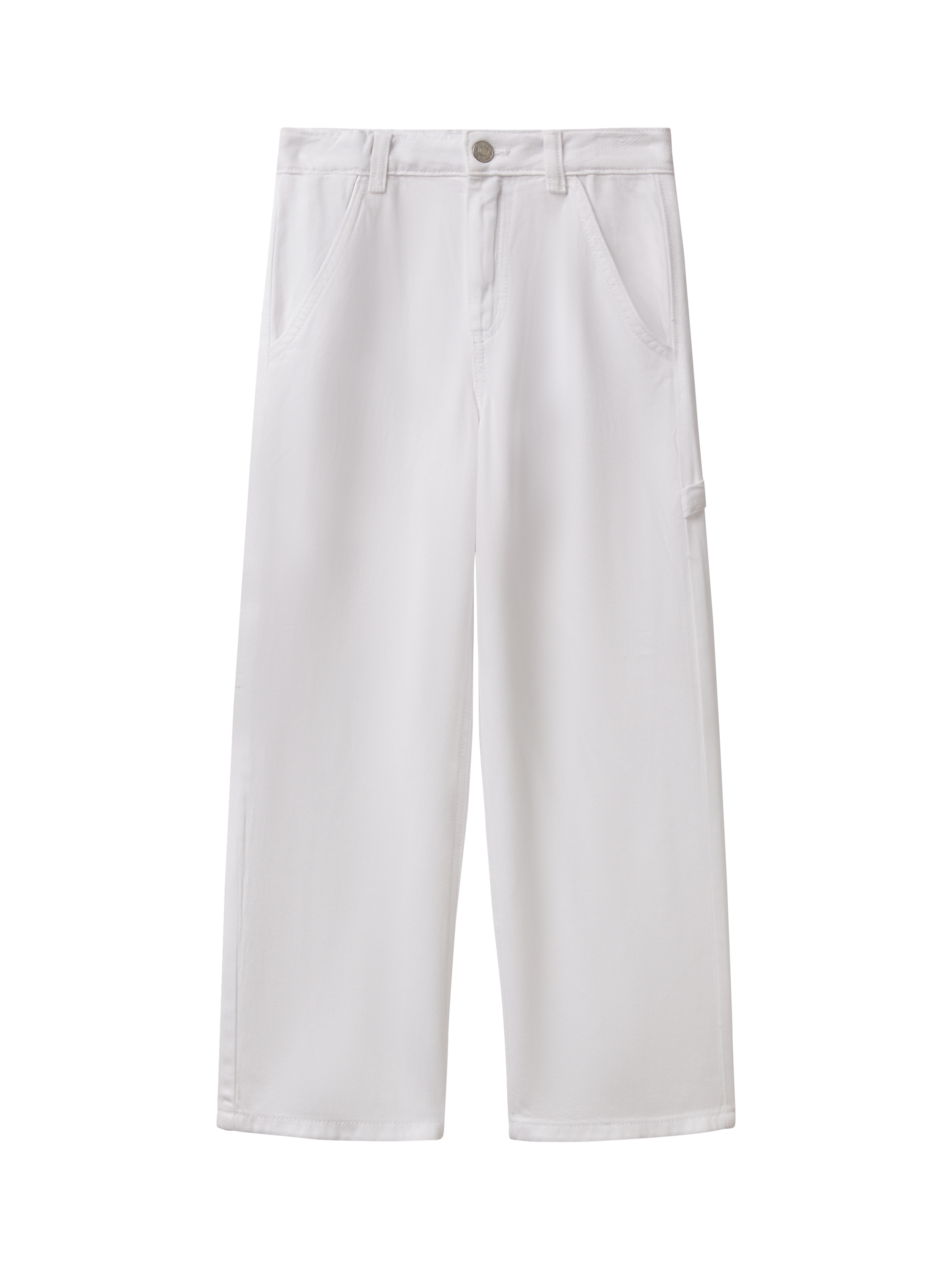 Product image 1 of 3, which shows Benetton Kids' Wide Leg Trousers, Optical White, 8-9 years