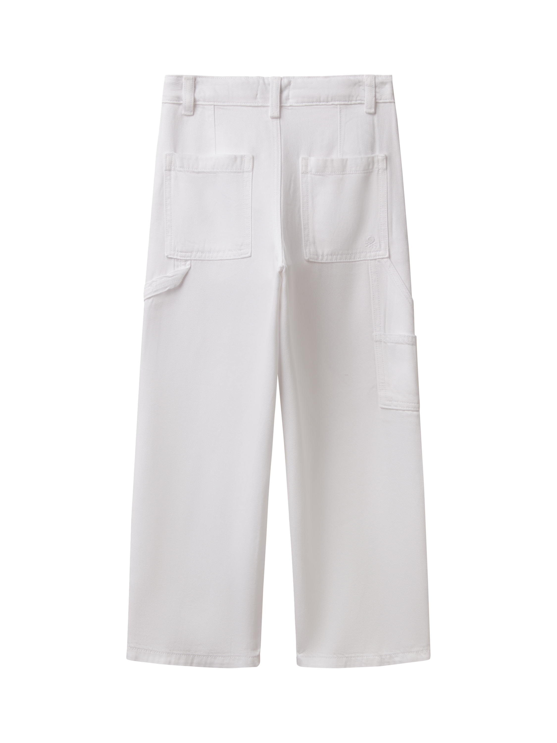 Product image 2 of 3, which shows Benetton Kids' Wide Leg Trousers, Optical White, 8-9 years