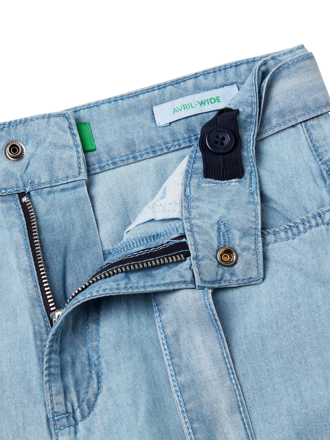 Product image 3 of 3, which shows Benetton Kids' Wide Leg Jeans, Sky Blue, 6-7 years