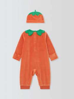 John Lewis Baby Pumpkin Romper & Hat Set, Orange - view 2, Orange
