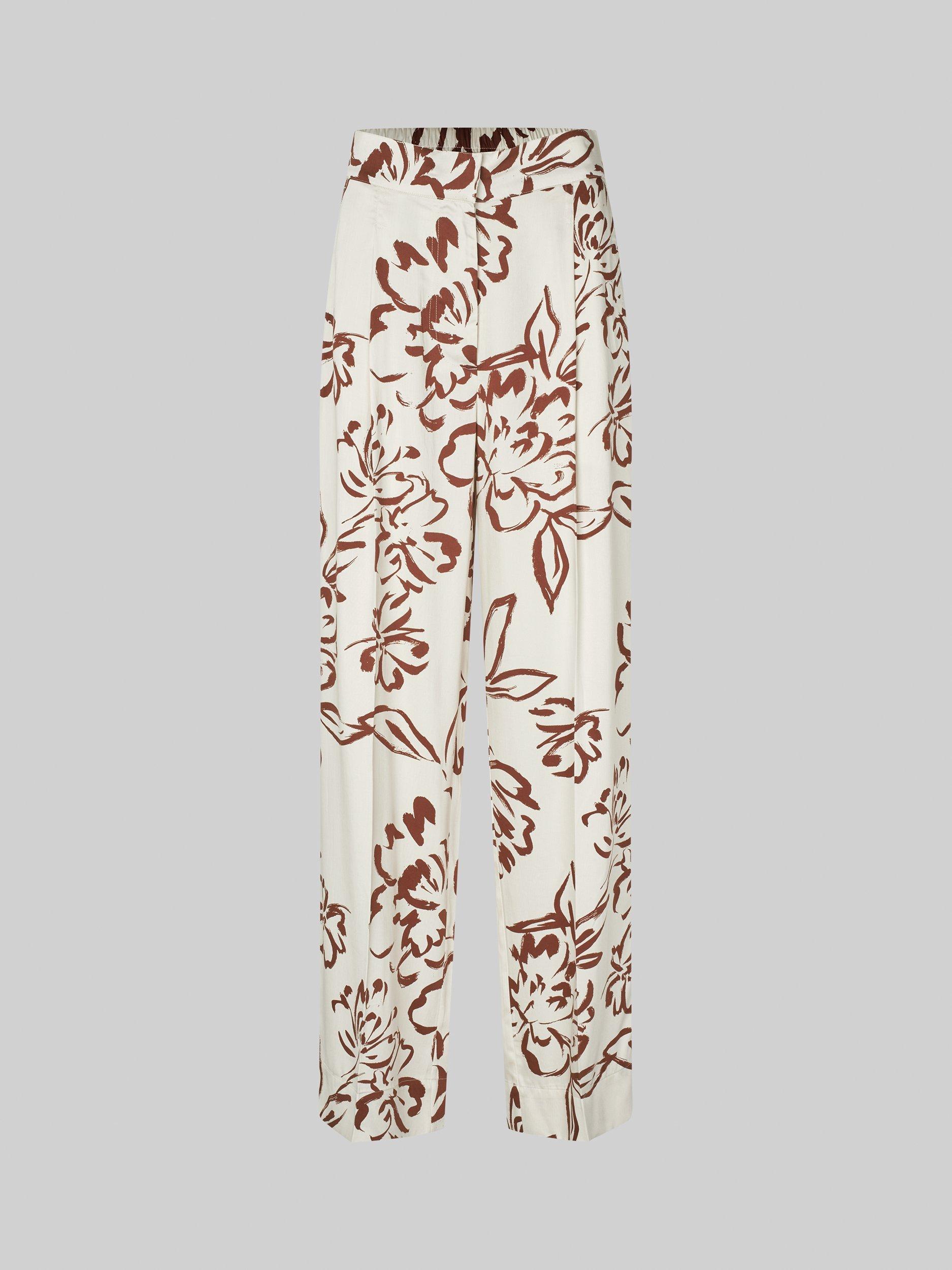 Product image 4 of 5, which shows Second Female Blooming Floral Print Loose Fit Trousers, White/Brown, XS