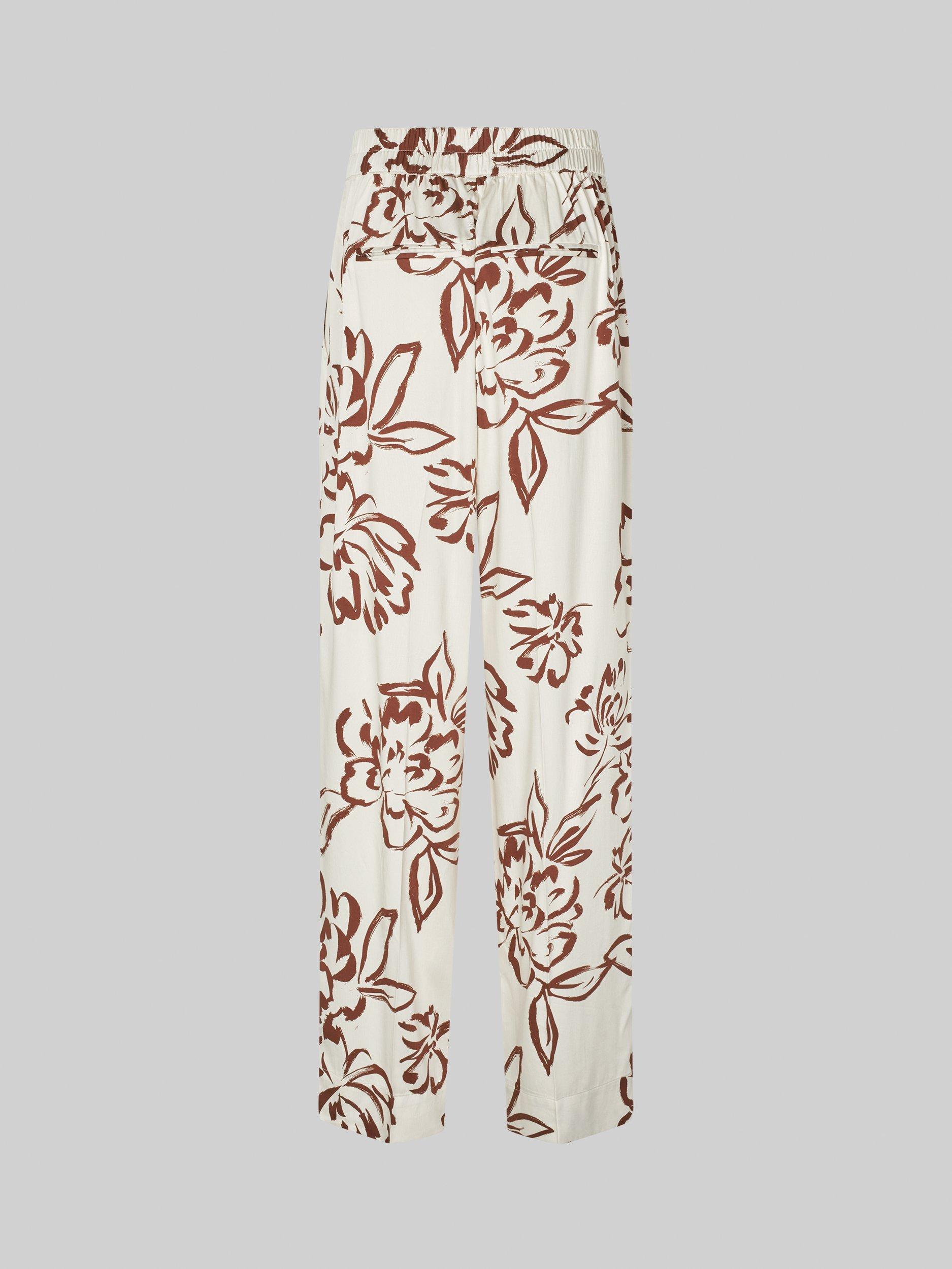 Product image 5 of 5, which shows Second Female Blooming Floral Print Loose Fit Trousers, White/Brown, XS