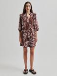 Second Female Bloem Floral Print Cotton Shorts, Brown/White