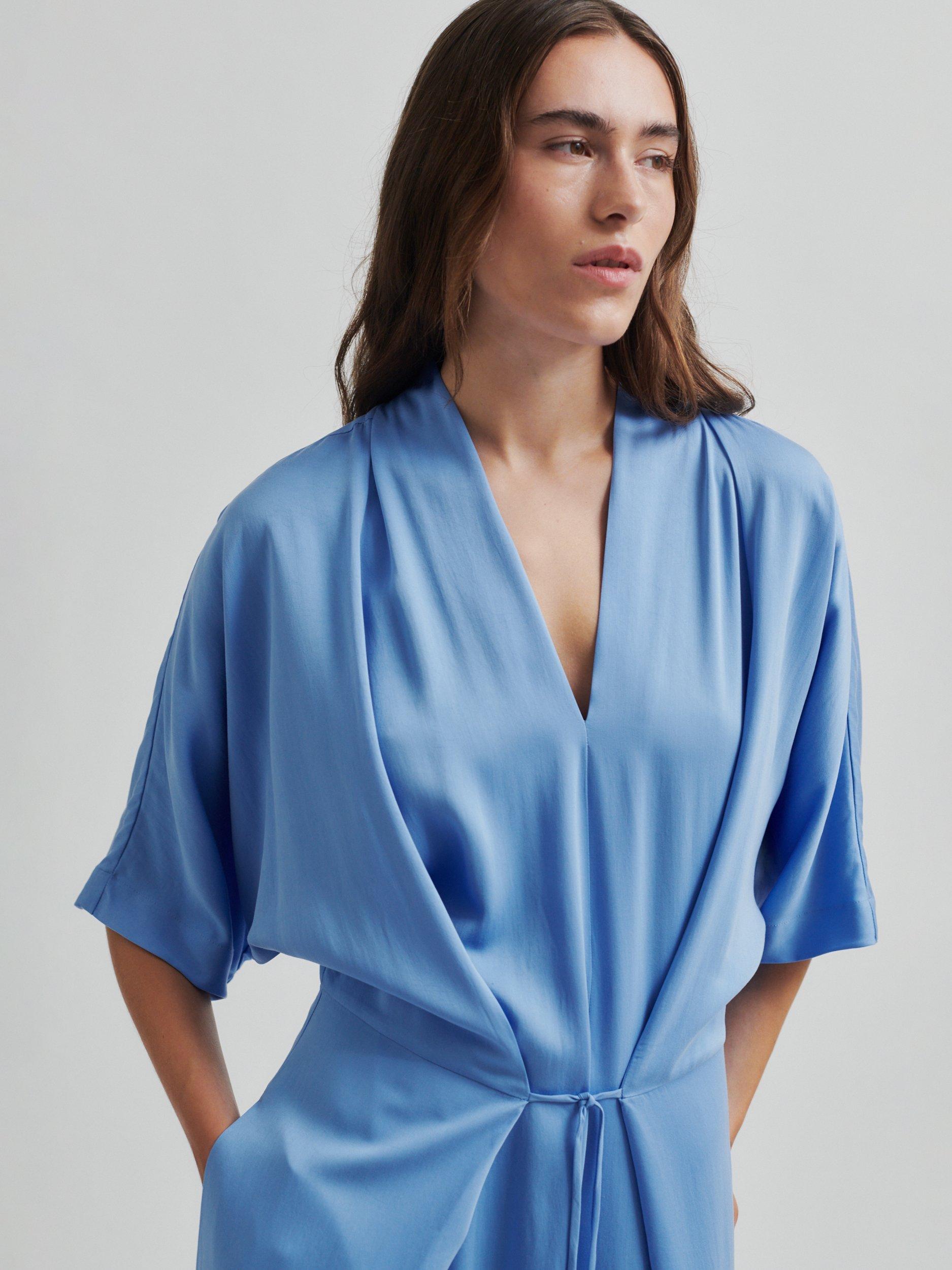 Product image 2 of 7, which shows Second Female Nicola Short Sleeved Maxi Dress, Blue, 6|8