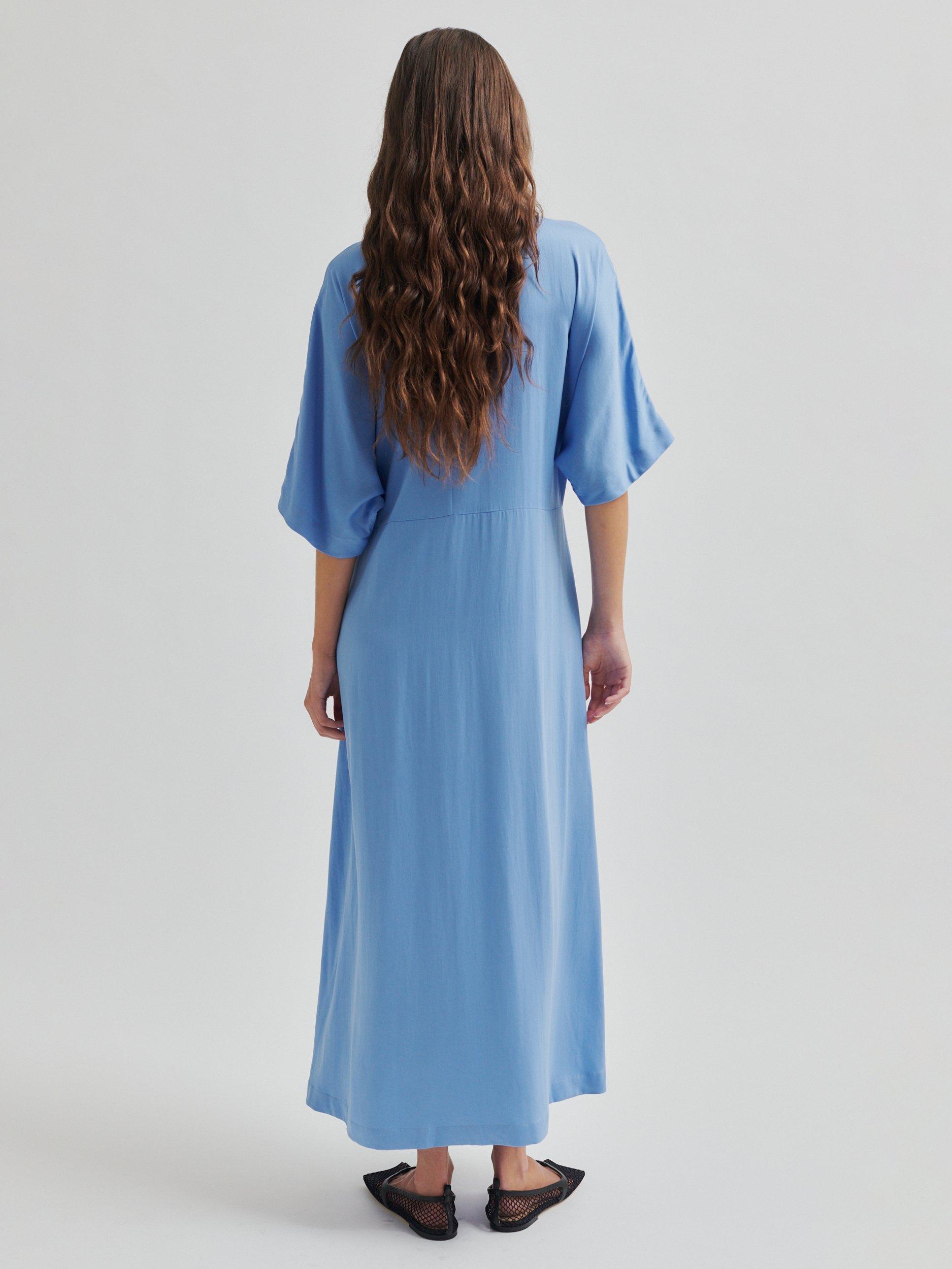 Product image 7 of 7, which shows Second Female Nicola Short Sleeved Maxi Dress, Blue, 6|8