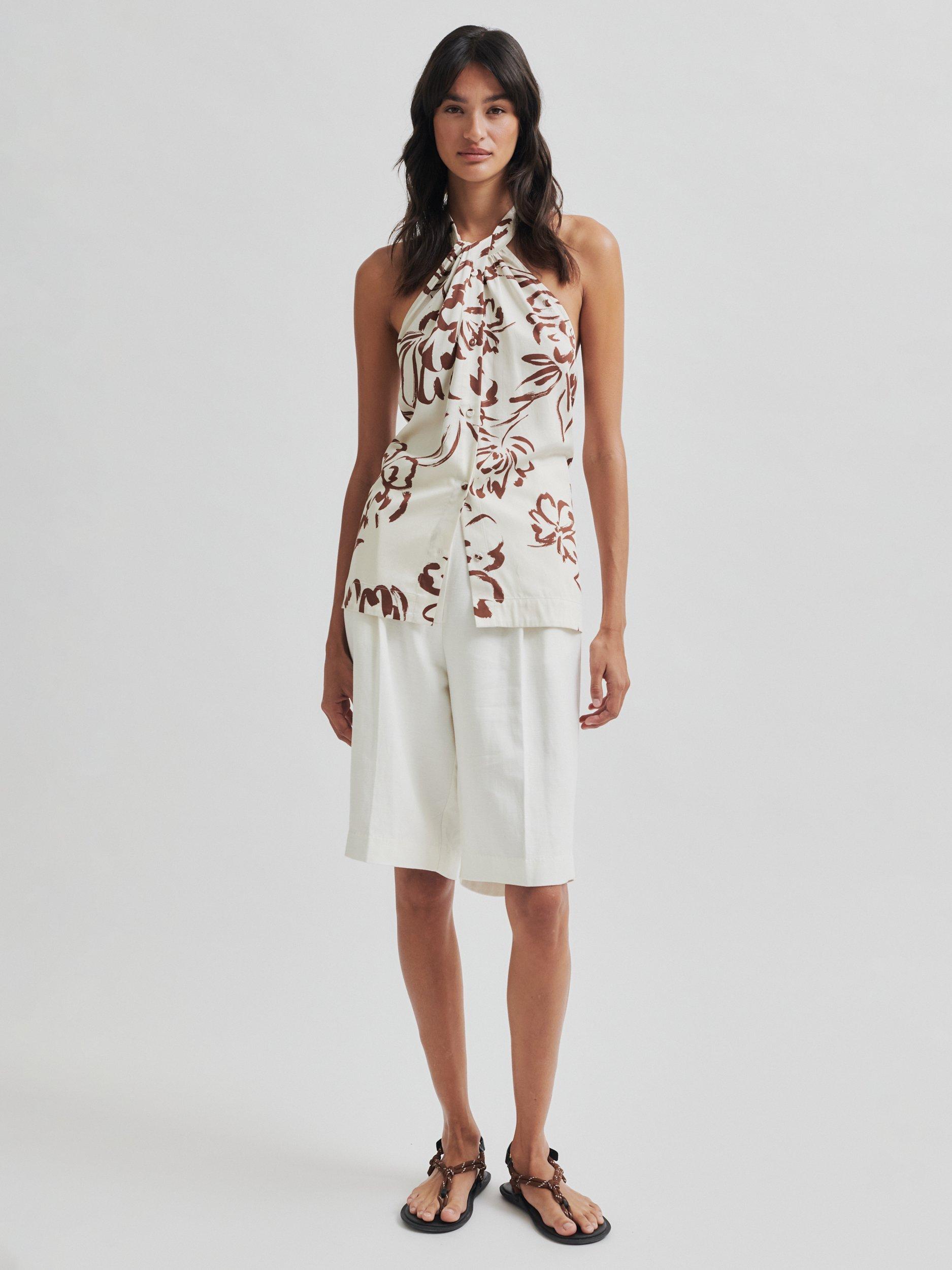 Product image 1 of 5, which shows Second Female Lino Linen Blend Shorts, White, 6|8