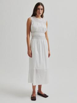 Second Female Avida Sleeveless Cotton Midi Dress, White, White