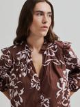 Second Female Bloem Floral Print Cotton Shirt, Brown/White