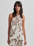 Second Female Blooming Floral Print Halterneck Top, White/Brown