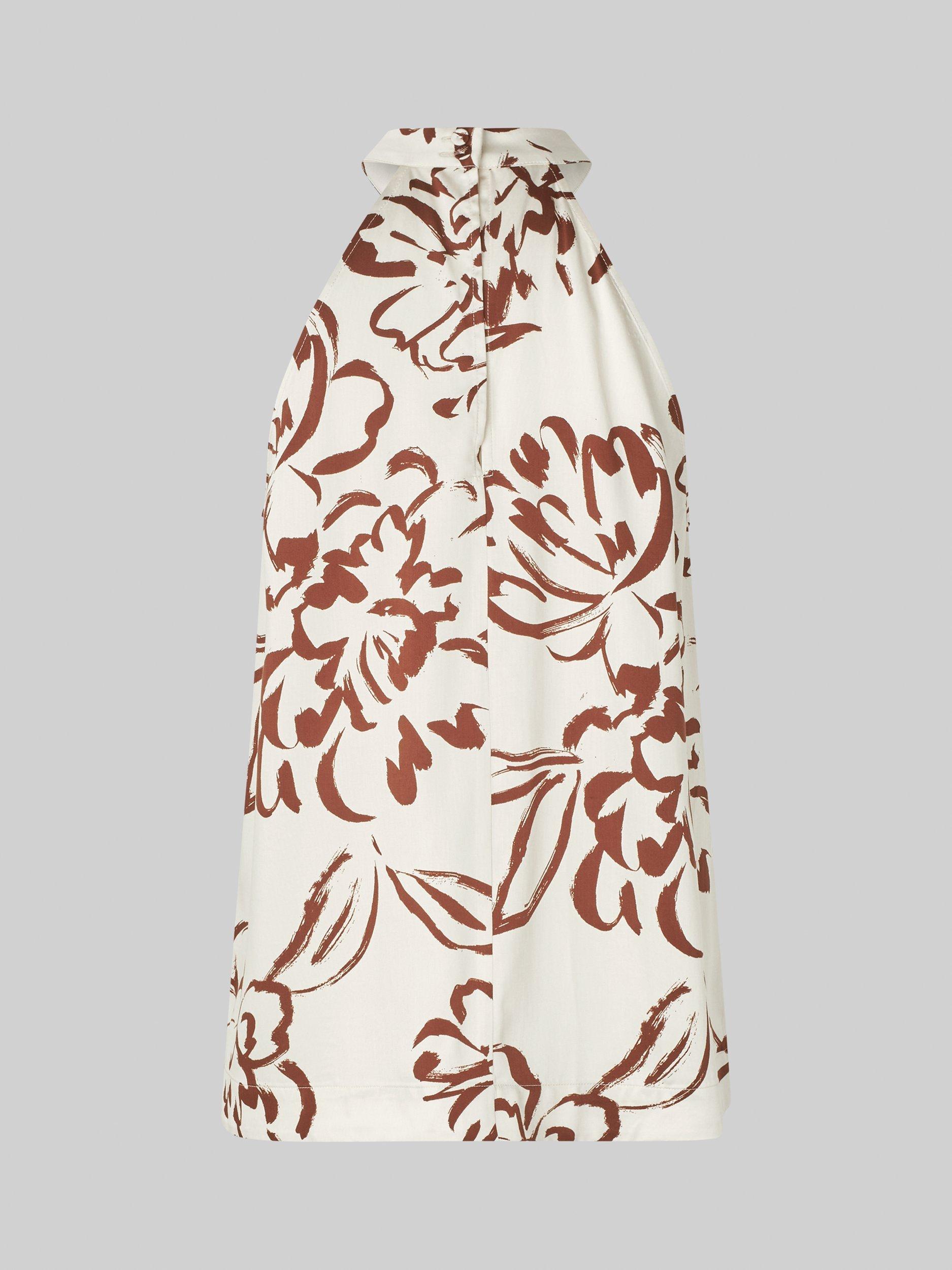 Product image 7 of 8, which shows Second Female Blooming Floral Print Halterneck Top, White/Brown, XS