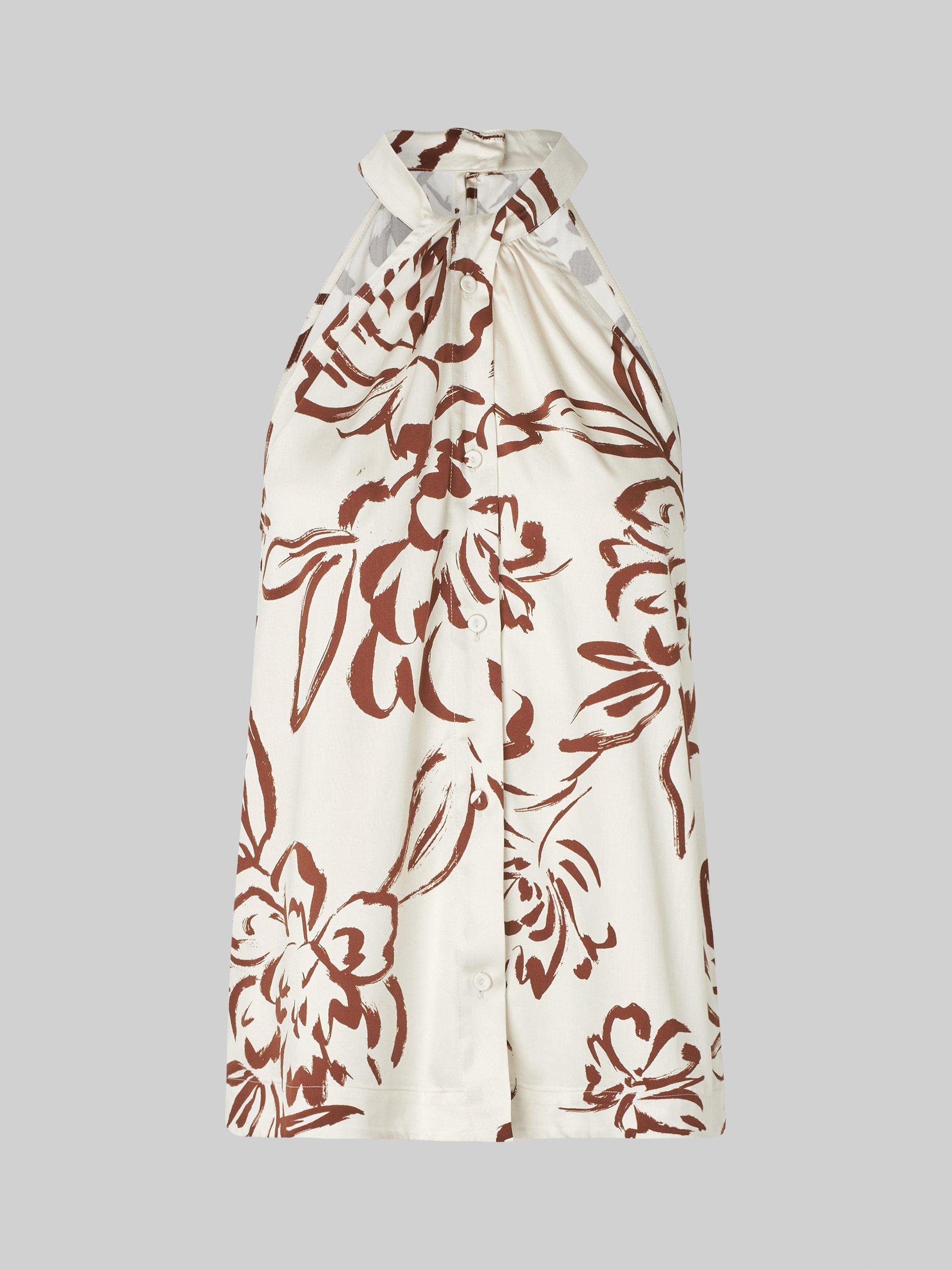 Product image 8 of 8, which shows Second Female Blooming Floral Print Halterneck Top, White/Brown, XS