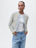 Mango Salt Tweed Jacket, Pastel Blue