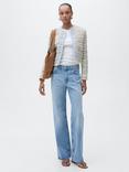 Mango Salt Tweed Jacket, Pastel Blue