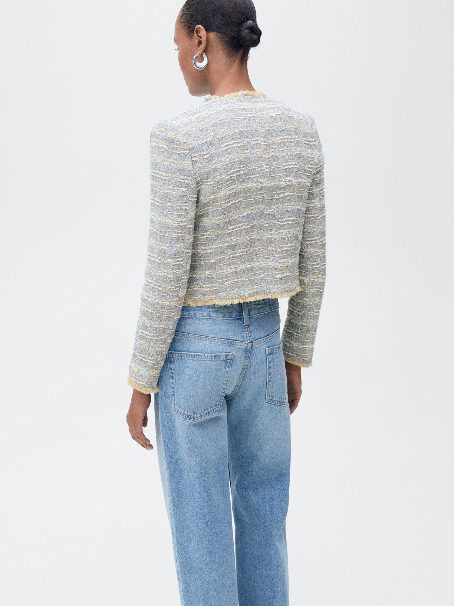 Product image 4 of 9, which shows Mango Salt Tweed Jacket, Pastel Blue, XS