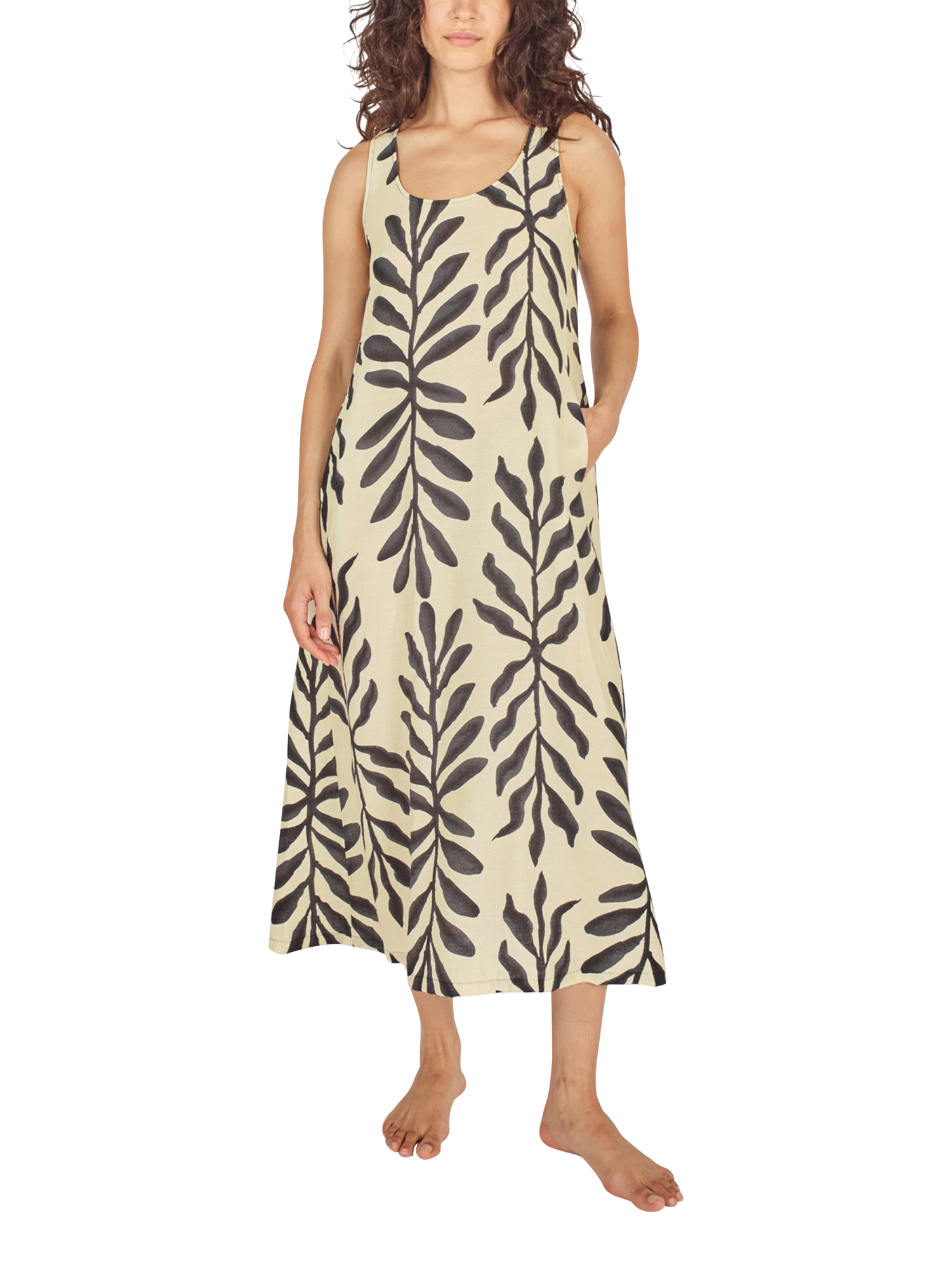 Product image 1 of 5, which shows Traffic People Dora Before Midnight Maxi Dress, Black/Cream, XS