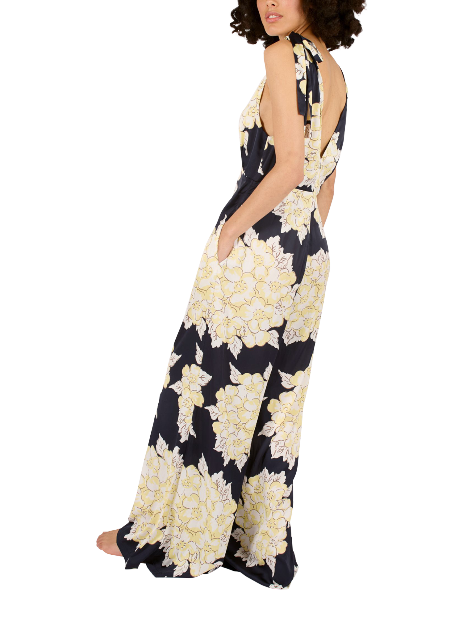Product image 3 of 6, which shows Traffic People Gracie Blooming Lovely Jumpsuit, Navy/Cream, XS