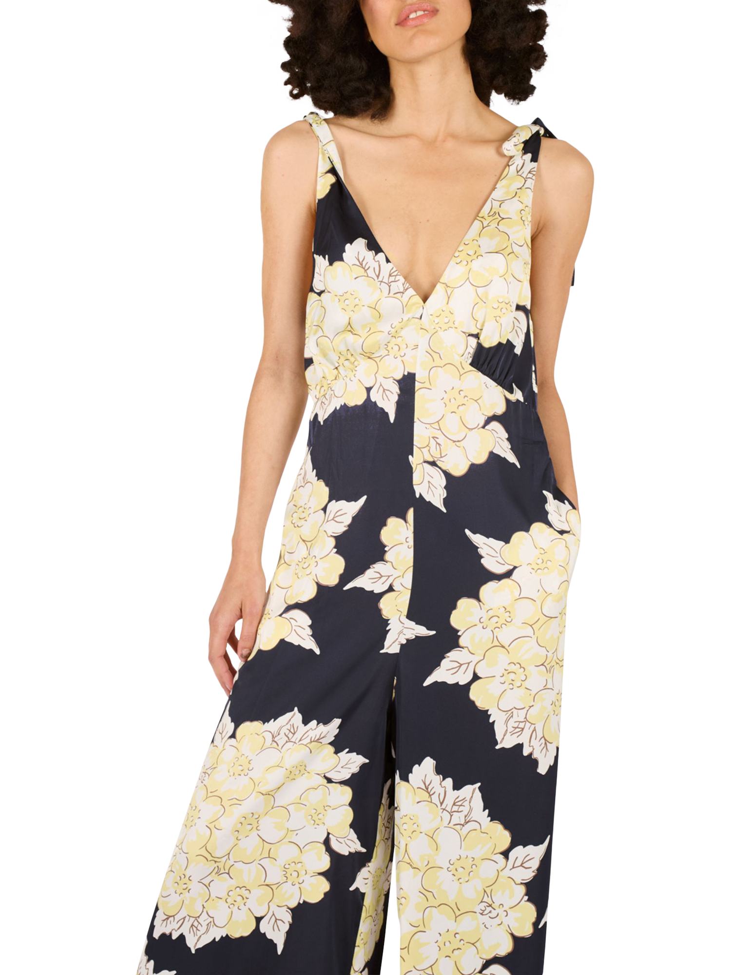 Product image 4 of 6, which shows Traffic People Gracie Blooming Lovely Jumpsuit, Navy/Cream, XS