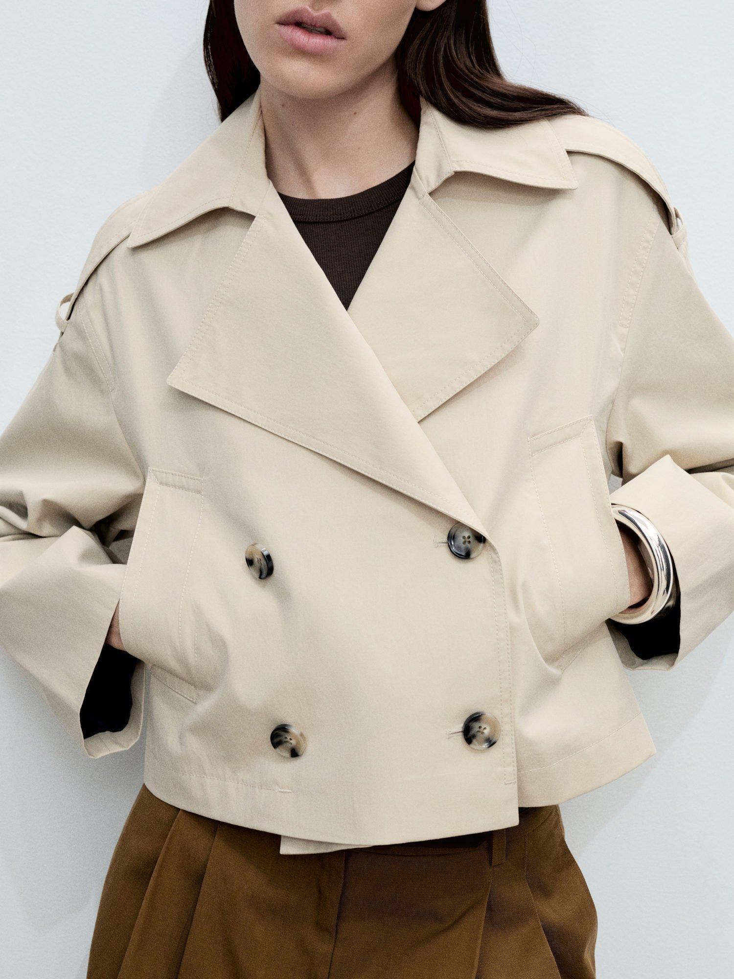 Product image 2 of 11, which shows Mango Lipa Cropped Trench Jacket, Lt Pastel Grey, L