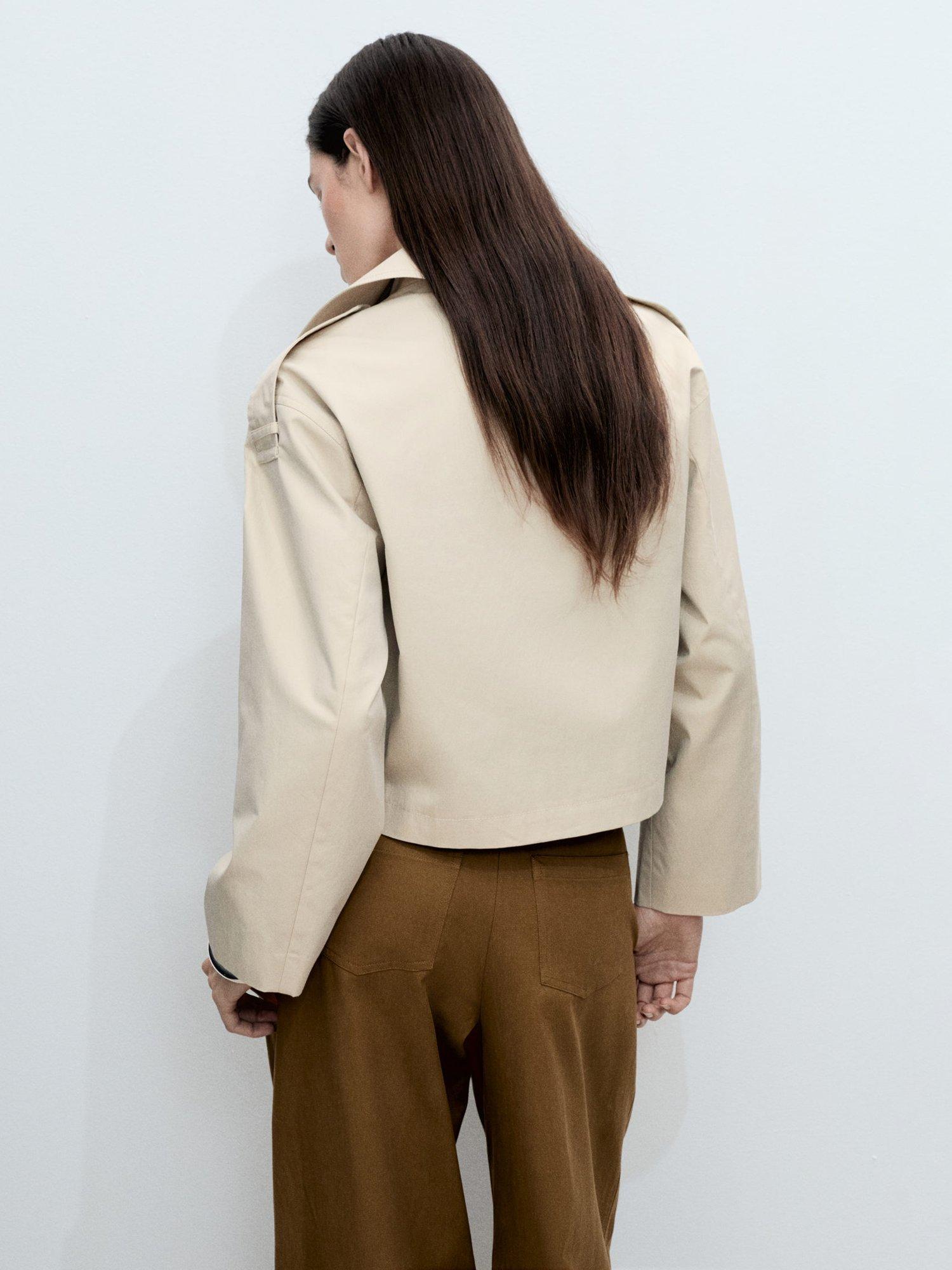 Product image 3 of 11, which shows Mango Lipa Cropped Trench Jacket, Lt Pastel Grey, L