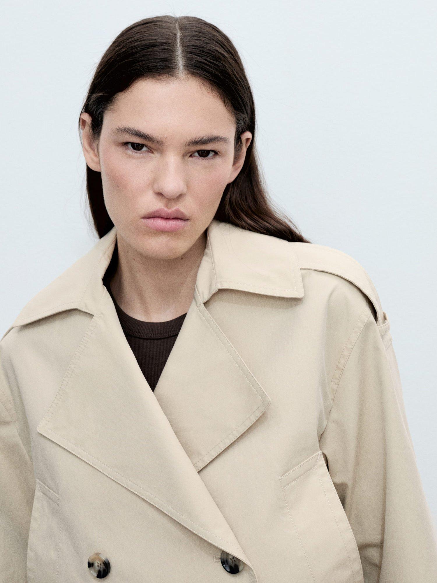 Product image 4 of 11, which shows Mango Lipa Cropped Trench Jacket, Lt Pastel Grey, L