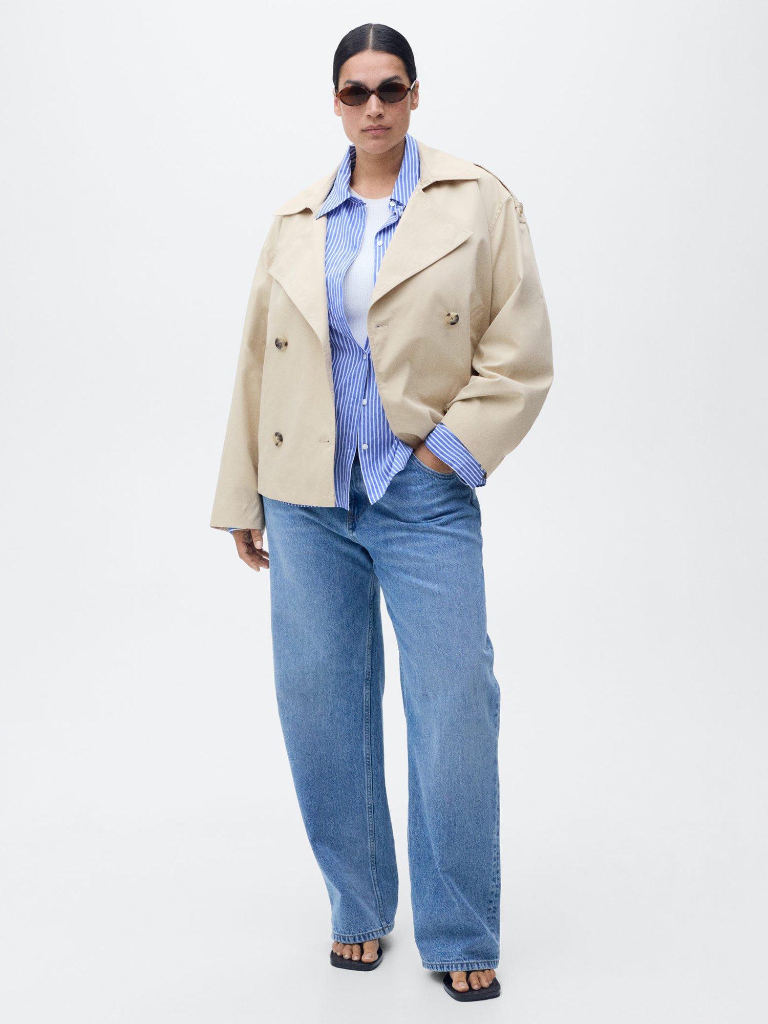 Product image 6 of 11, which shows Mango Lipa Cropped Trench Jacket, Lt Pastel Grey, L