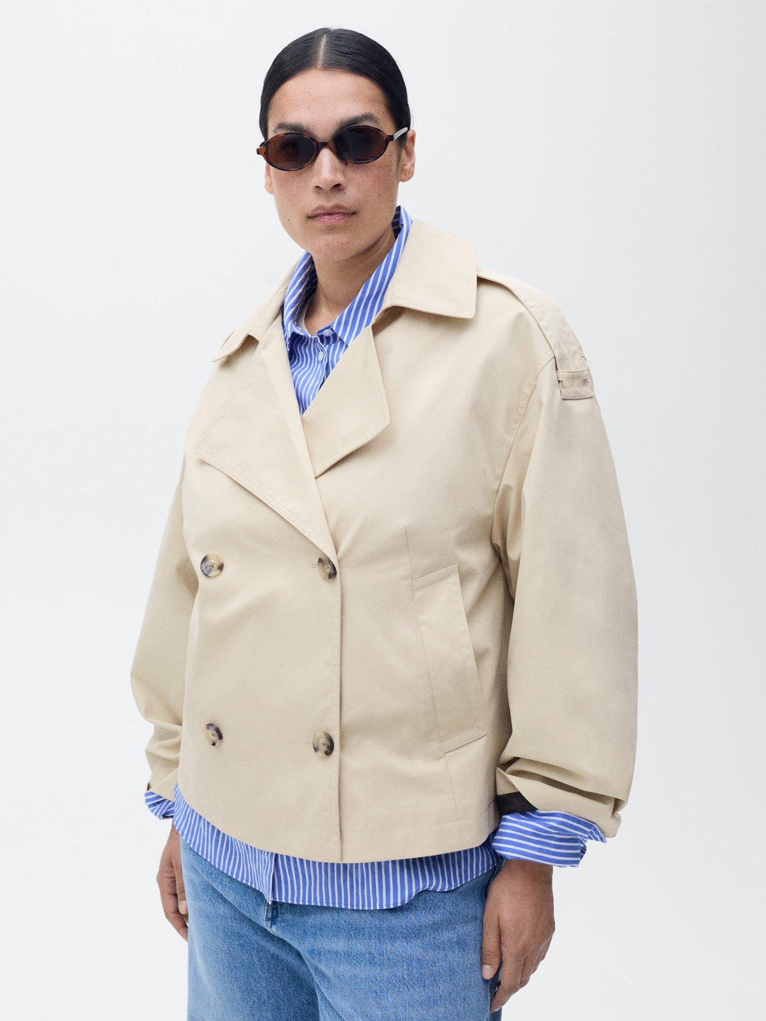 Product image 8 of 11, which shows Mango Lipa Cropped Trench Jacket, Lt Pastel Grey, L