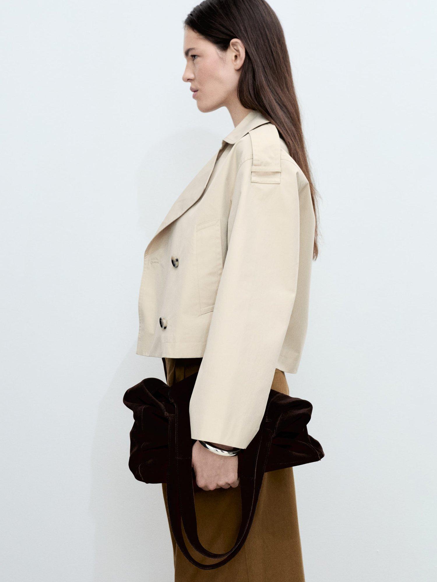 Product image 9 of 11, which shows Mango Lipa Cropped Trench Jacket, Lt Pastel Grey, L