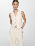 Mango Taylor Denim Waistcoat, Natural White