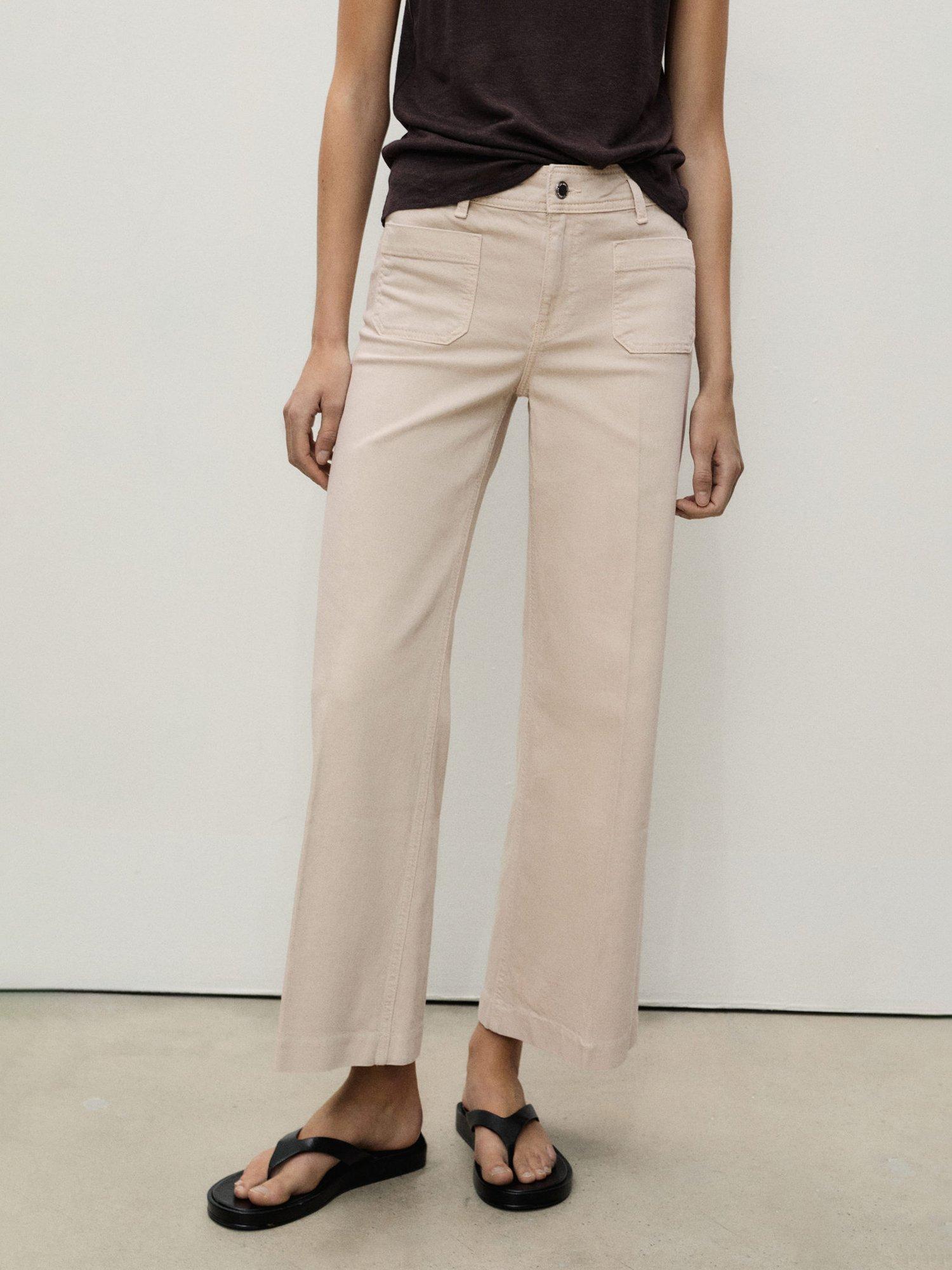 Product image 1 of 9, which shows Mango Jessie Cropped Wide Leg Jeans, Light Pastel Brown, 10