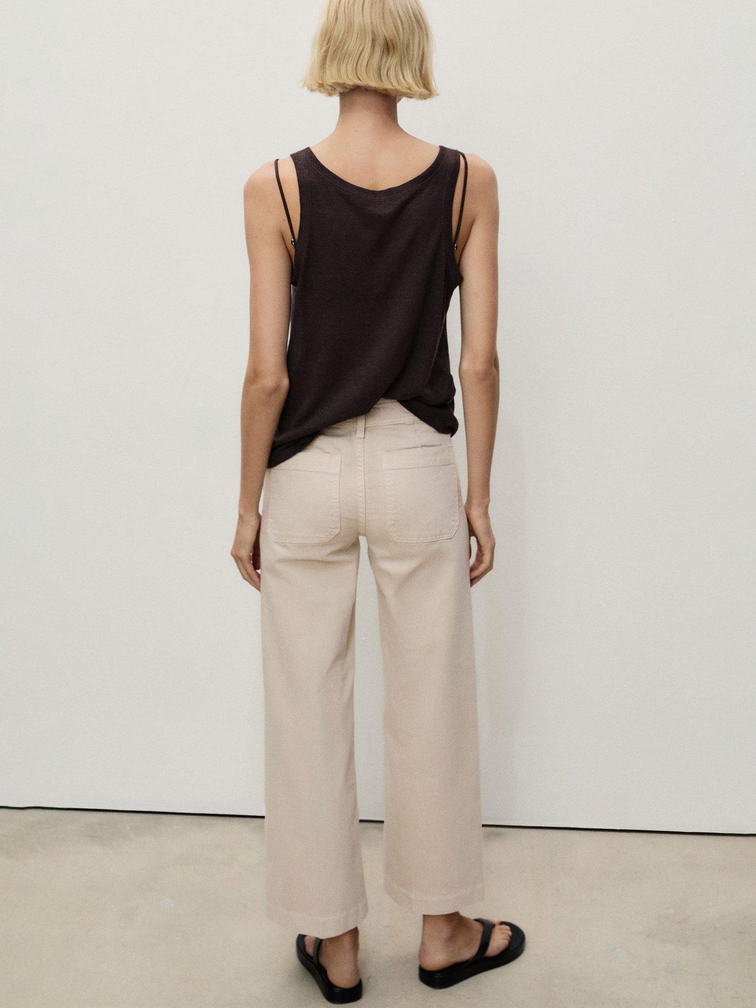 Product image 4 of 9, which shows Mango Jessie Cropped Wide Leg Jeans, Light Pastel Brown, 10