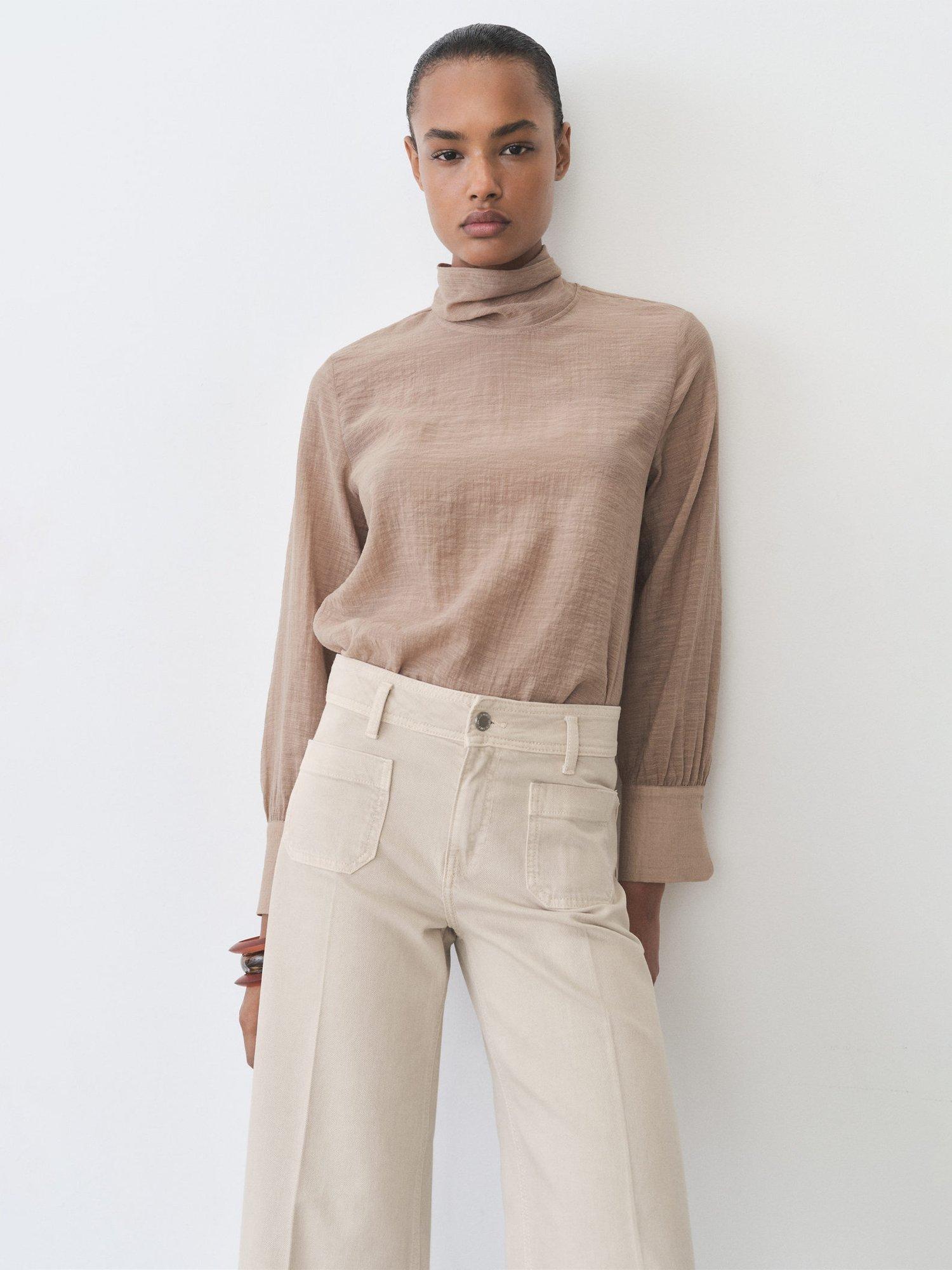 Product image 6 of 9, which shows Mango Jessie Cropped Wide Leg Jeans, Light Pastel Brown, 10