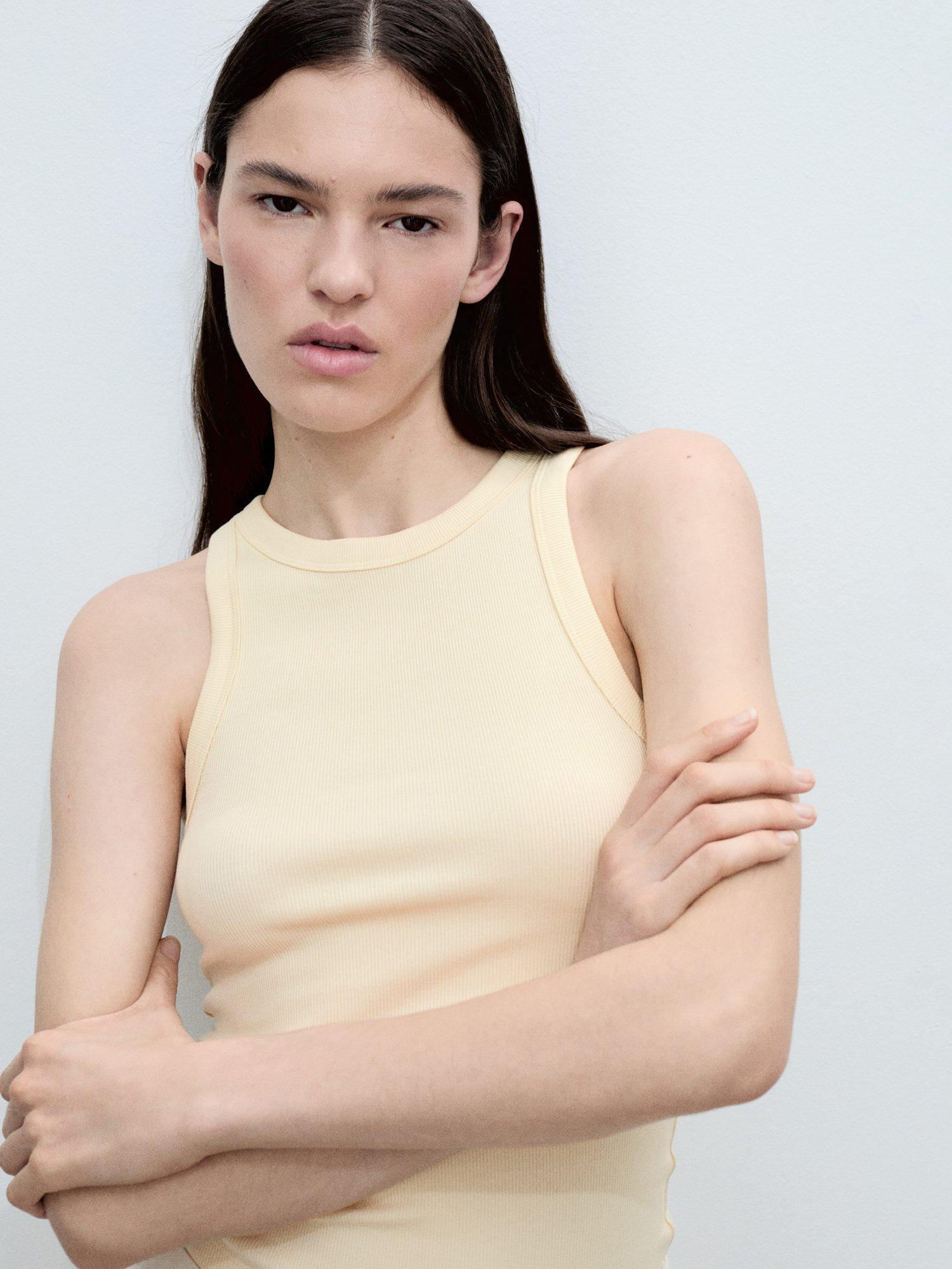 Mango Boni Slim Fit Tank, Yellow