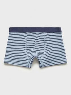 Mango Kids' Stripes and Boats Boxer Shorts, Pack of 3, Medium Blue - view 2, Medium Blue