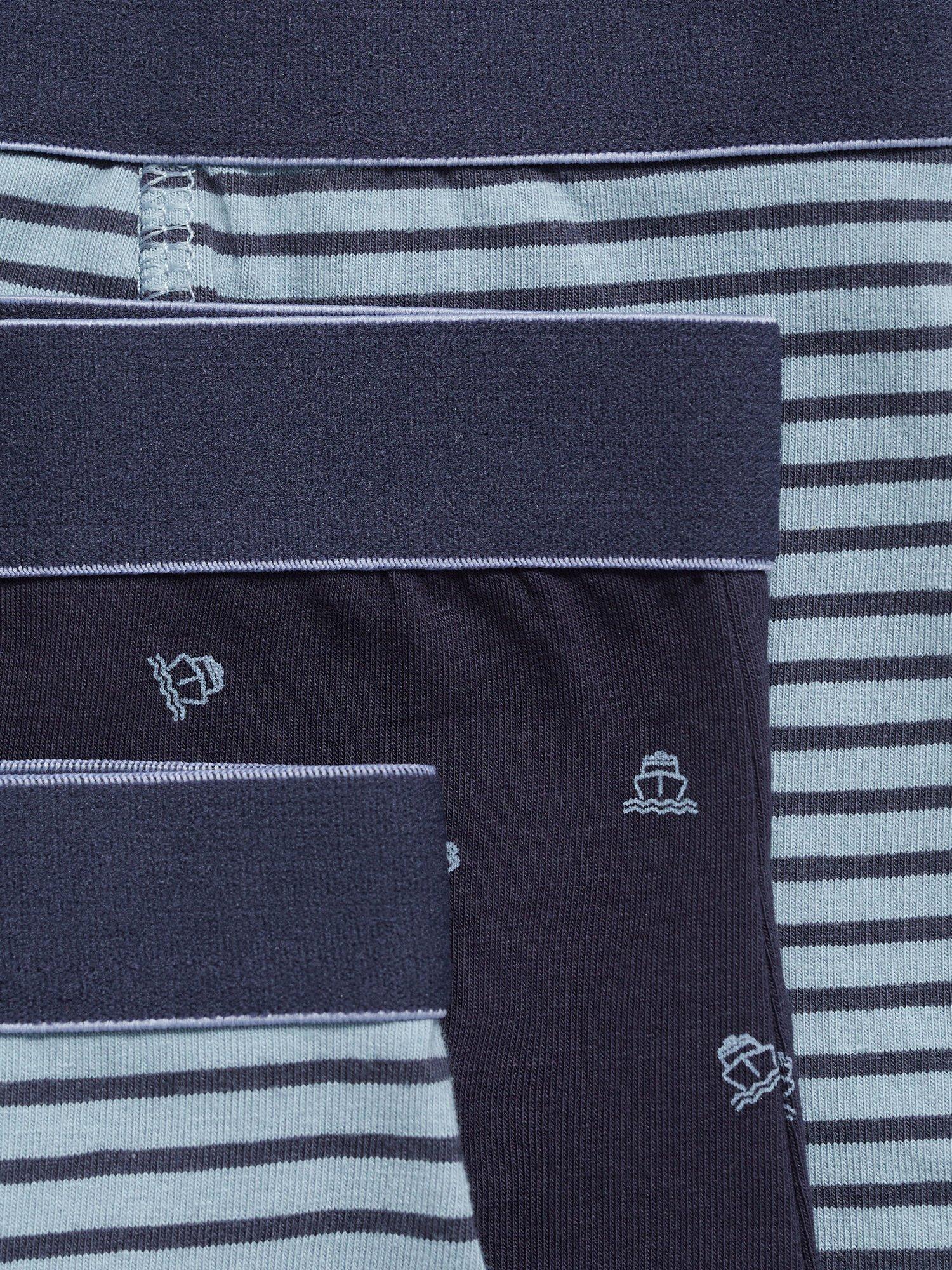 Product image 3 of 4, which shows Mango Kids' Stripes and Boats Boxer Shorts, Pack of 3, Medium Blue, 11-12 years