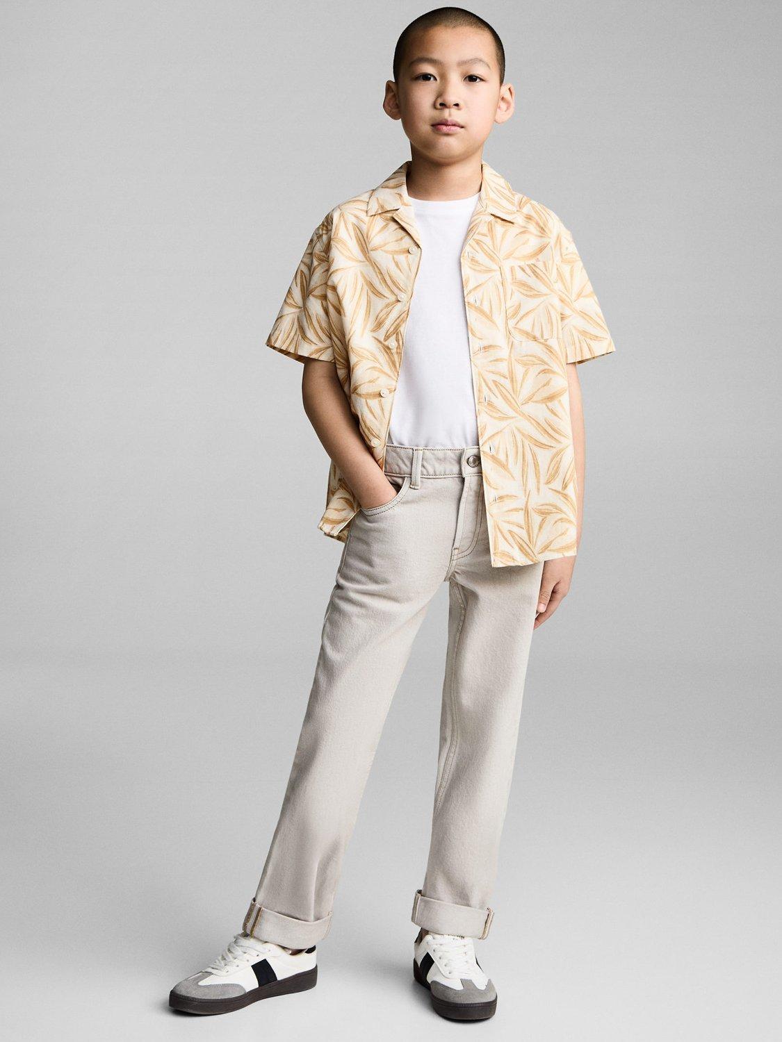 Product image 2 of 7, which shows Mango Kids' Kondo Tropical Print Shirt, Dark Yellow, 8 years
