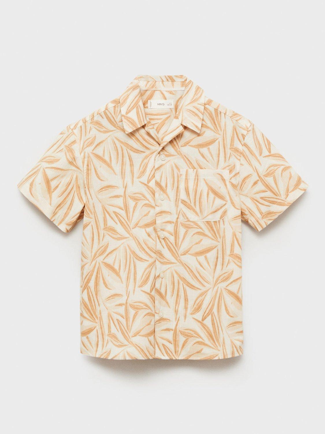 Product image 3 of 7, which shows Mango Kids' Kondo Tropical Print Shirt, Dark Yellow, 8 years