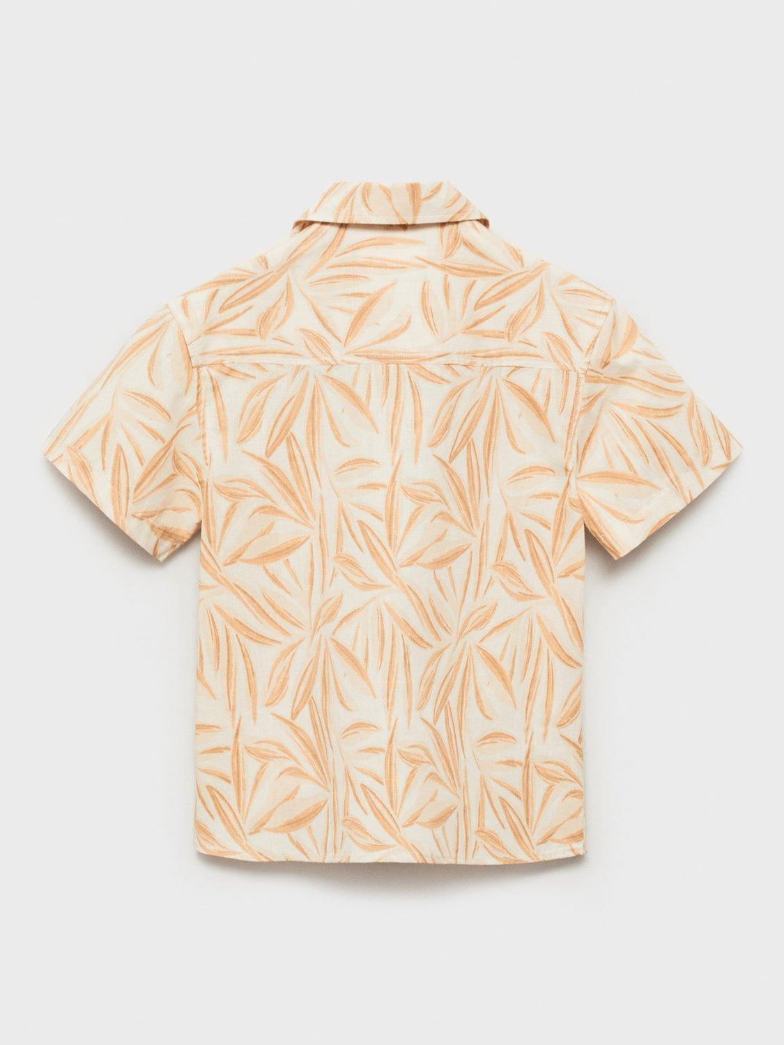 Product image 4 of 7, which shows Mango Kids' Kondo Tropical Print Shirt, Dark Yellow, 8 years