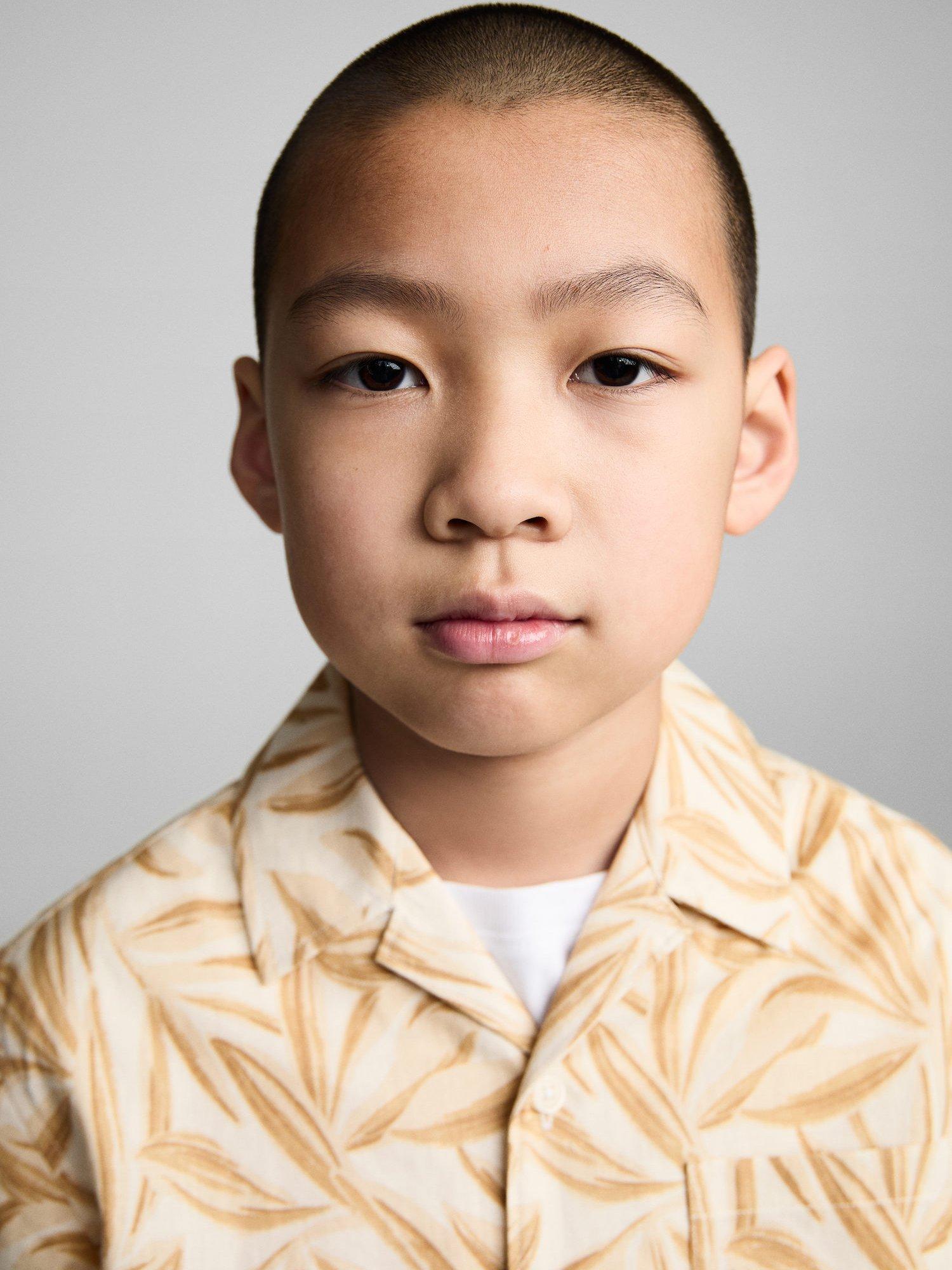 Product image 6 of 7, which shows Mango Kids' Kondo Tropical Print Shirt, Dark Yellow, 8 years