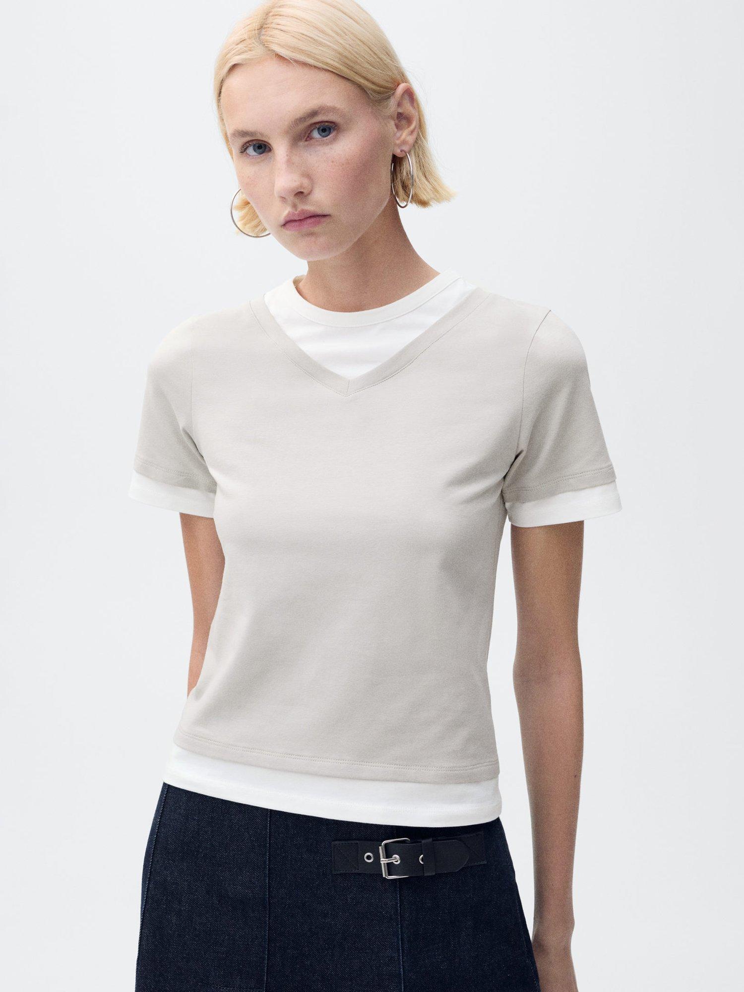 Mango Doble Layered T-Shirt, Grey