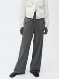 Mango Fiocco Wide Leg Pinstripe Trousers, Grey