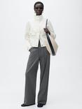 Mango Fiocco Wide Leg Pinstripe Trousers, Grey