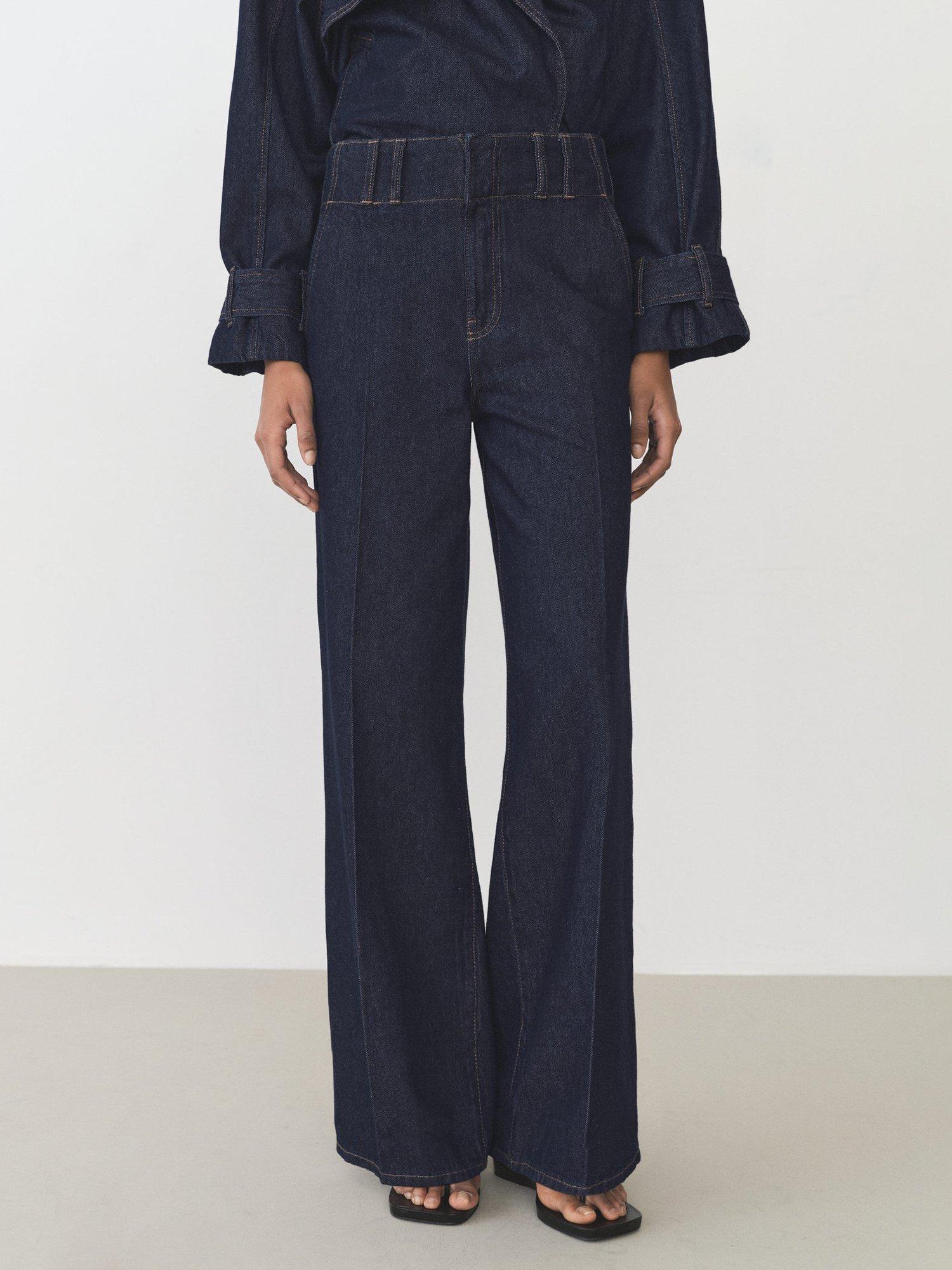 Mango High-Waisted Wide Leg Cotton Jeans